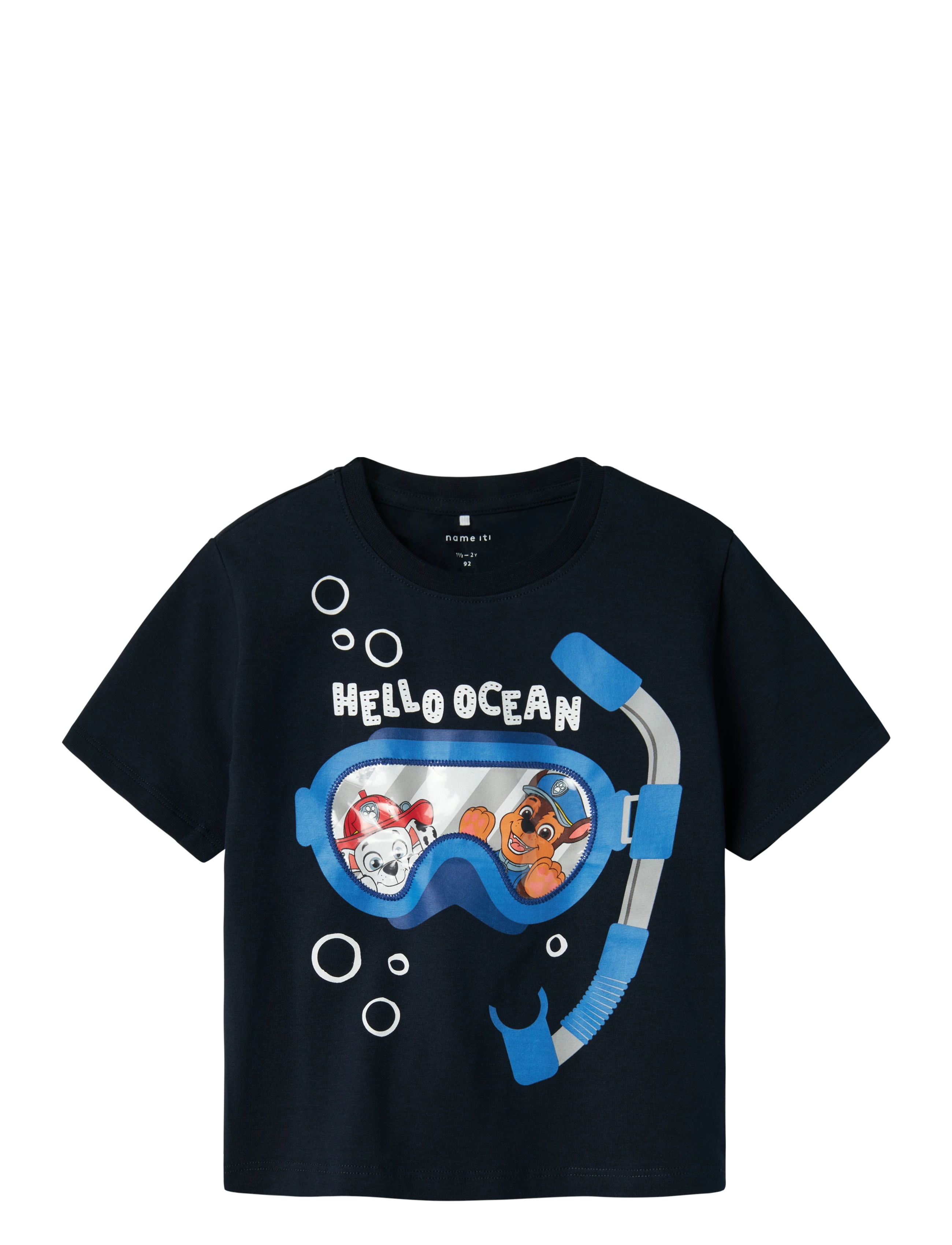 name it Nmmmorish Paw Nreg Ss Top Cplg, 104, T-shirts, Marineblau - Short-sleeved, Kinder