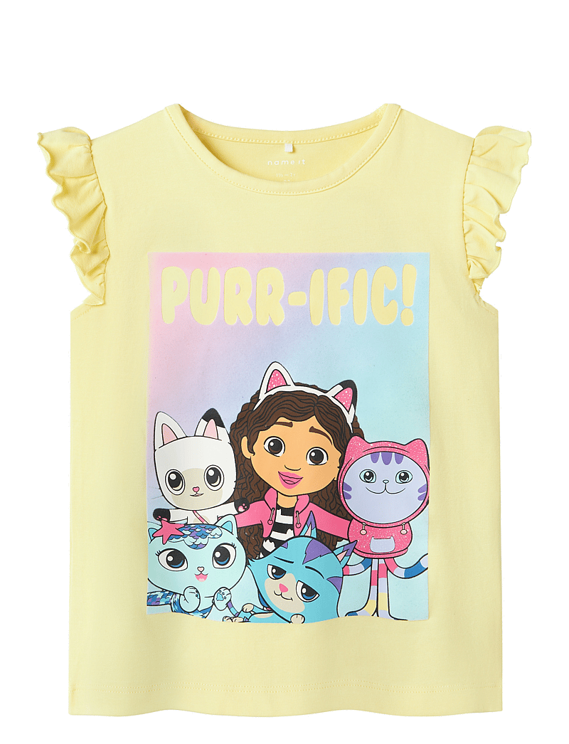 name it - NMFMEDIS GABBY SS TOP BOX SKY - short-sleeved t-shirts - chardonnay - 0