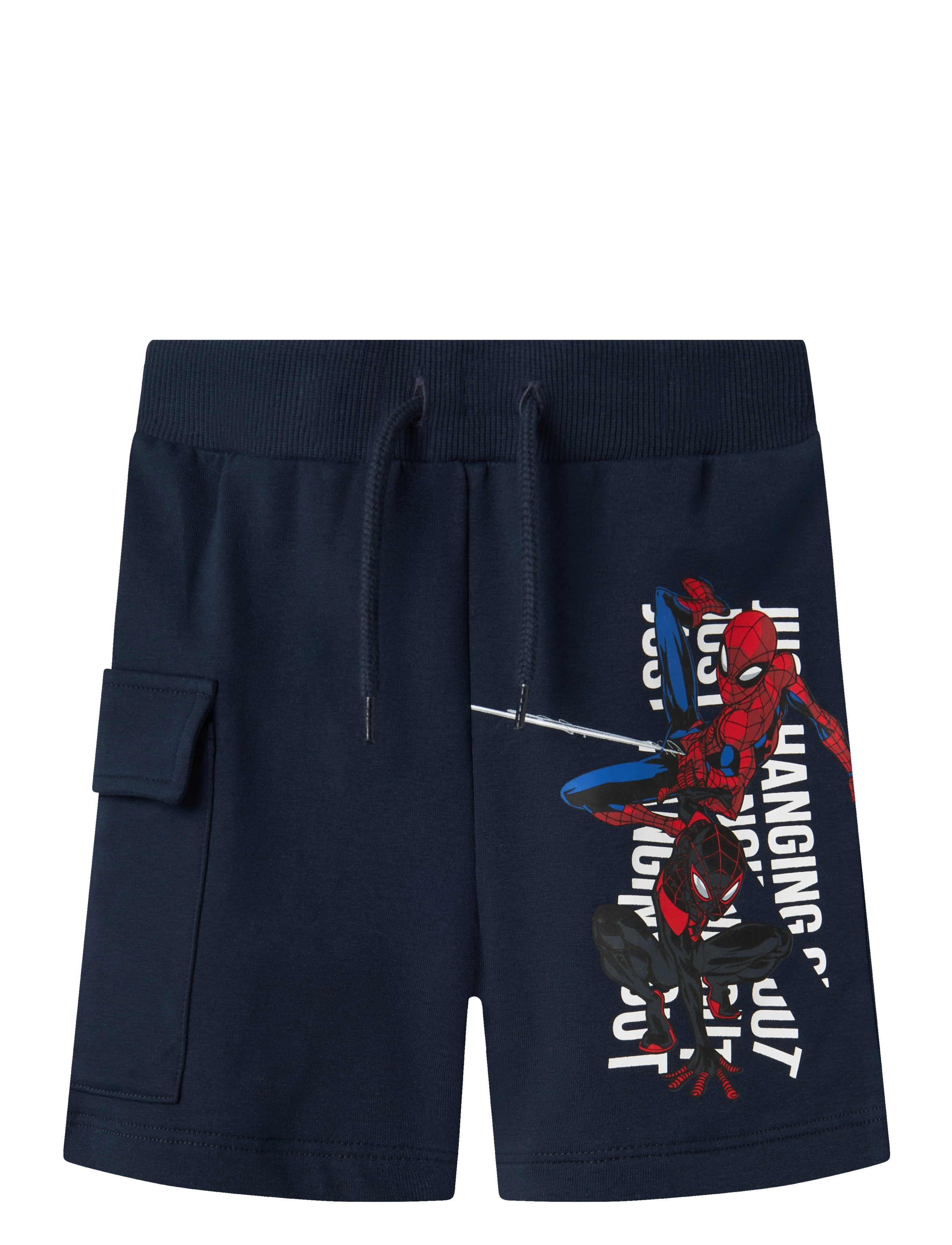name it Nmmmo Spider L Swe Shorts Unb Mar, Børn, Spider-Man Sweatshorts, Navy, Str: 92