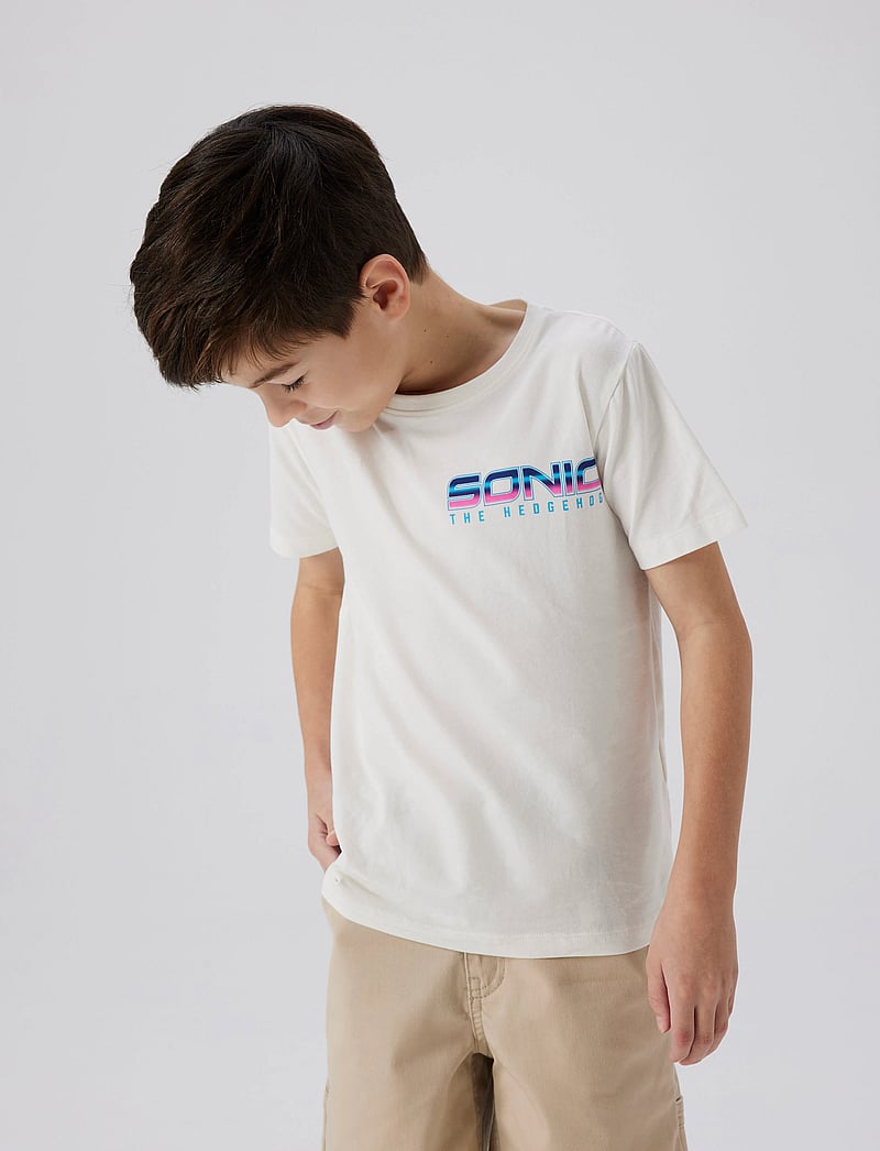 name it - NKMMARCEL SONIC NREG SS TOP SKY - kurzärmelige - cloud dancer - 2