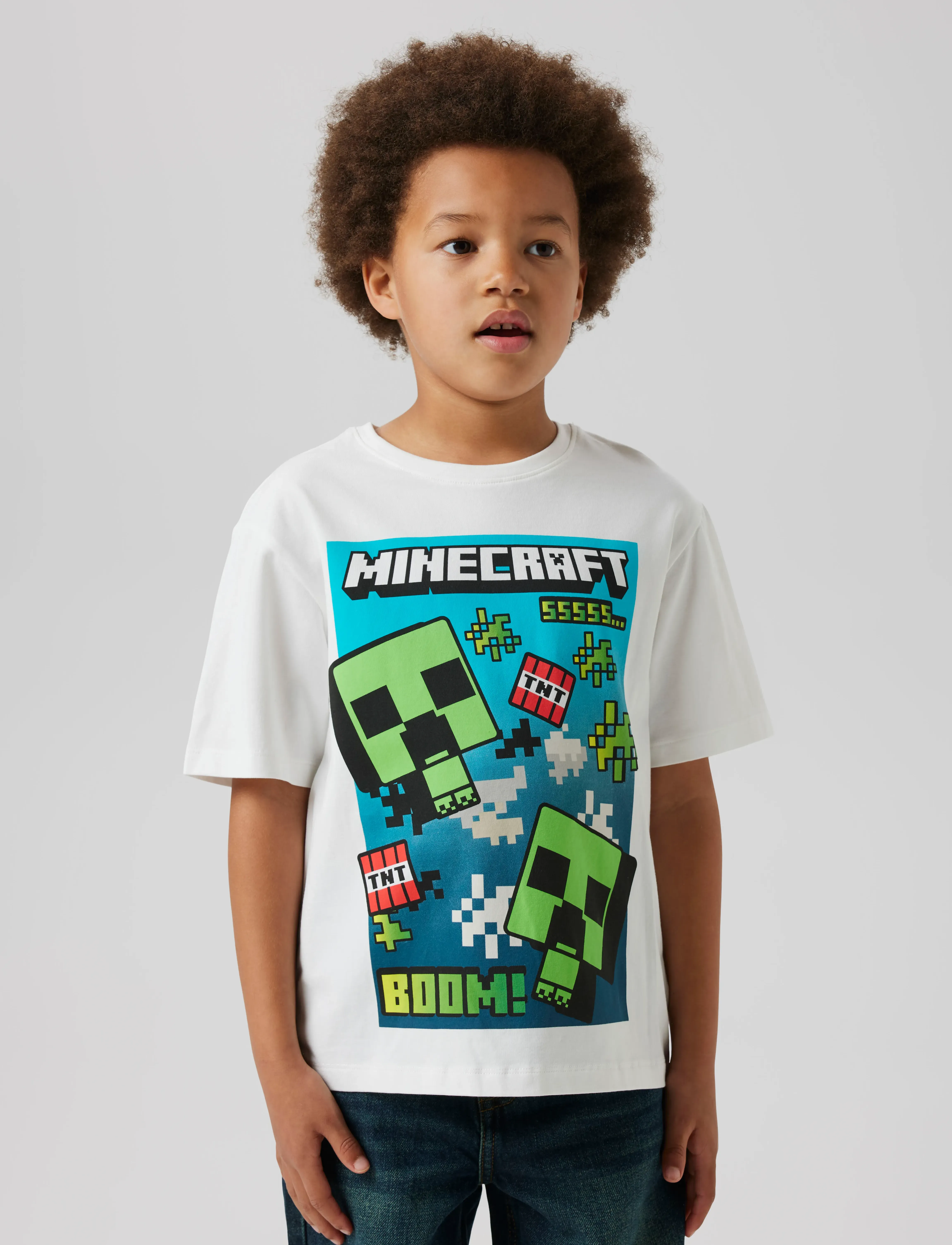 name it Nkmmus Minecraft Nreg Ss Top Noos Bfu, 158-164, White, T-Shirts > Kortærmede, Børn