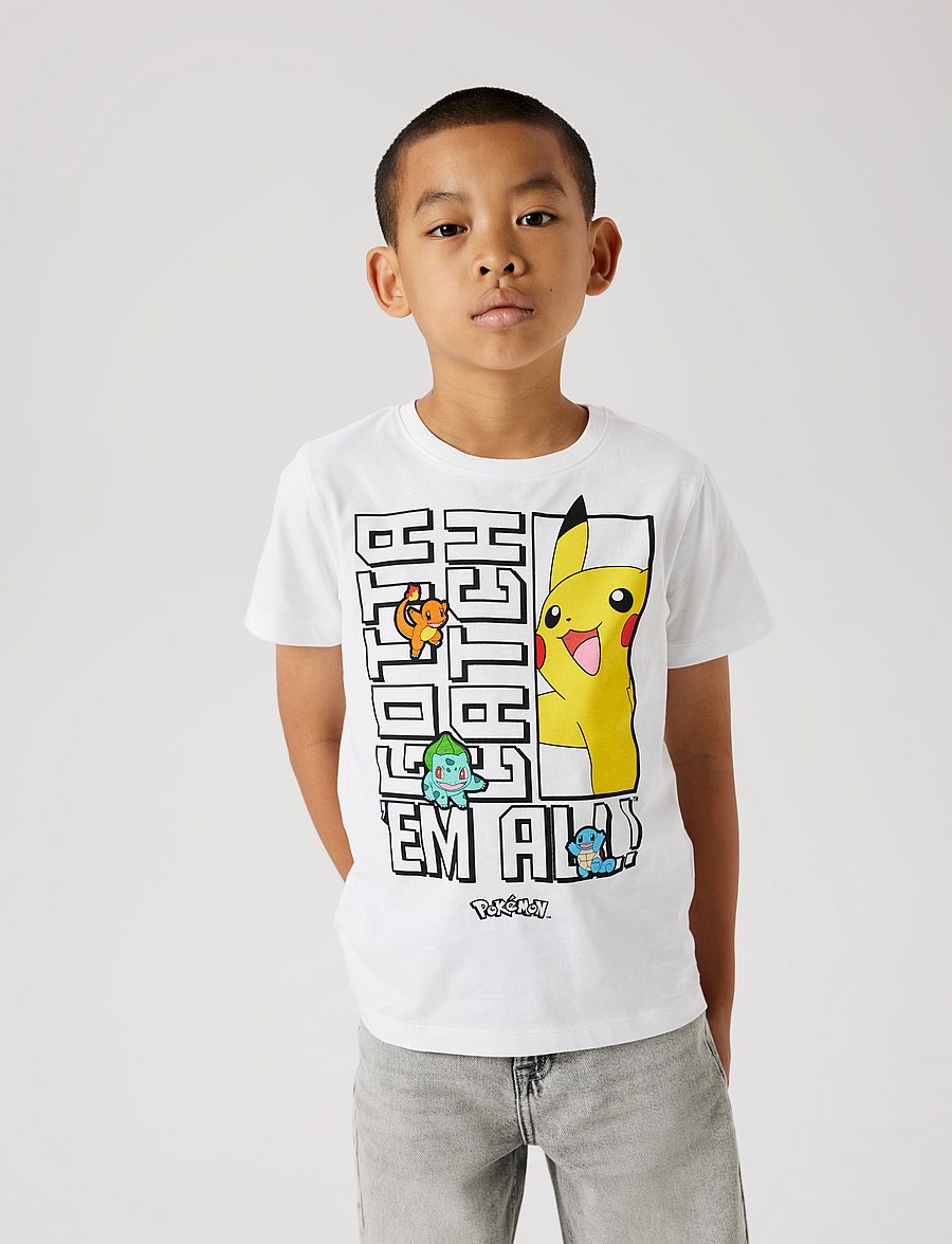 name it - NKMFLAME POKEMON SS TOP NOOS SKY - kurzärmelige - bright white - 2