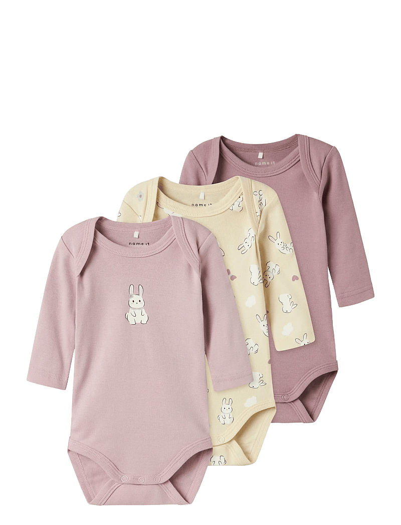 name it - NBFBODY 3P LS SUMMR SAND RABBIT NOOS - multipack bodies - summer sand - 1