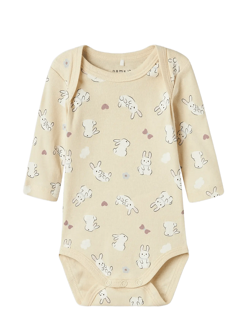 name it - NBFBODY 3P LS SUMMR SAND RABBIT NOOS - multipack bodies - summer sand - 4