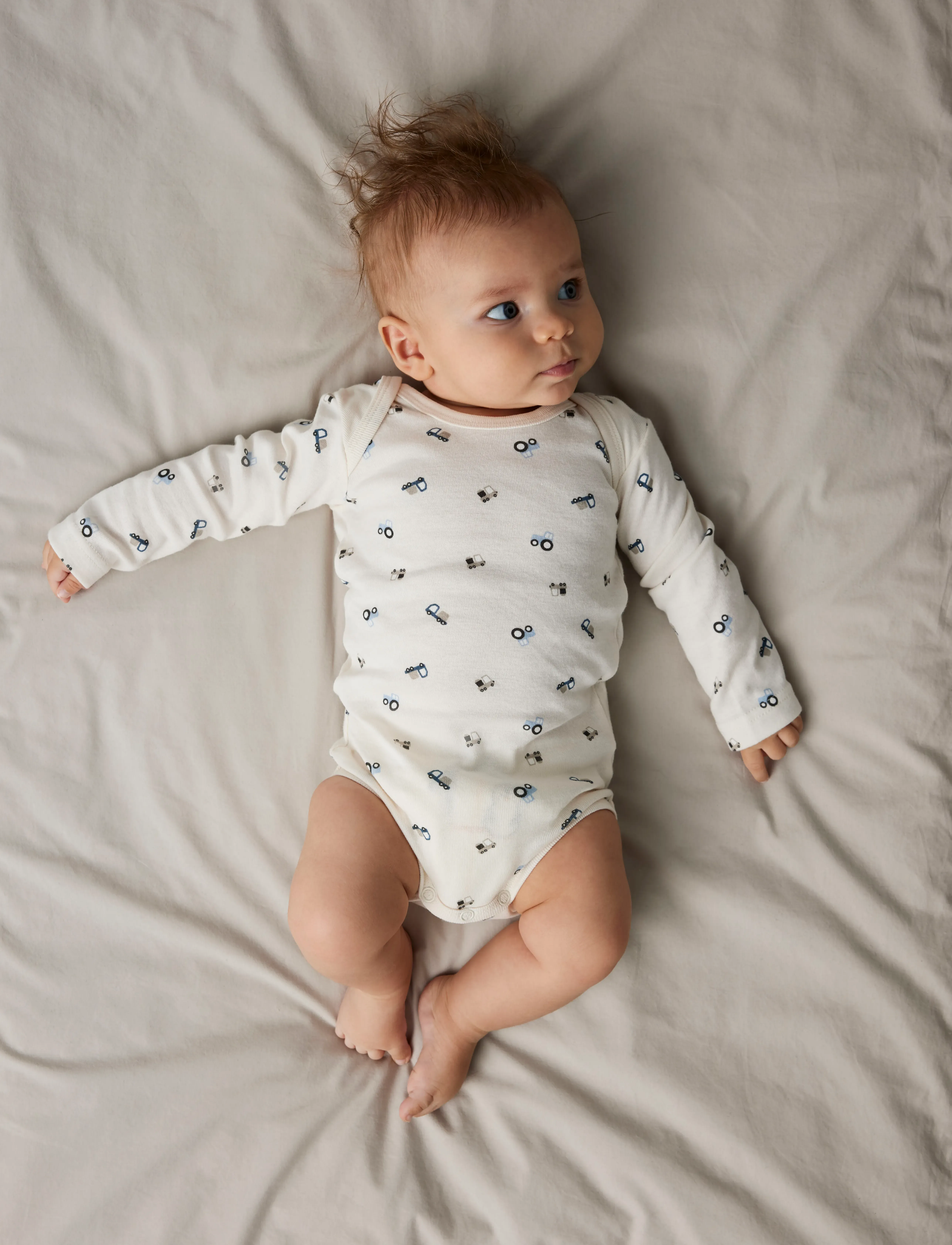 name it Nbmbody 3P Ls Jet Stream Tractor Noos, Børn, Traktor Langærmet Bodysuit 3-Pak, Navy, Str: 62