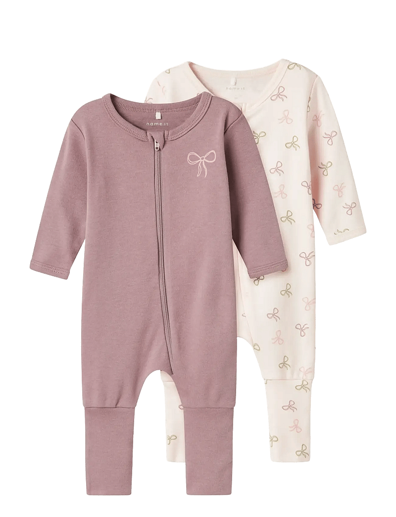 name it - NBFNIGHTSUIT 2P ZIP FF PINK BOW NOOS - sovoveraller - barely pink - 0