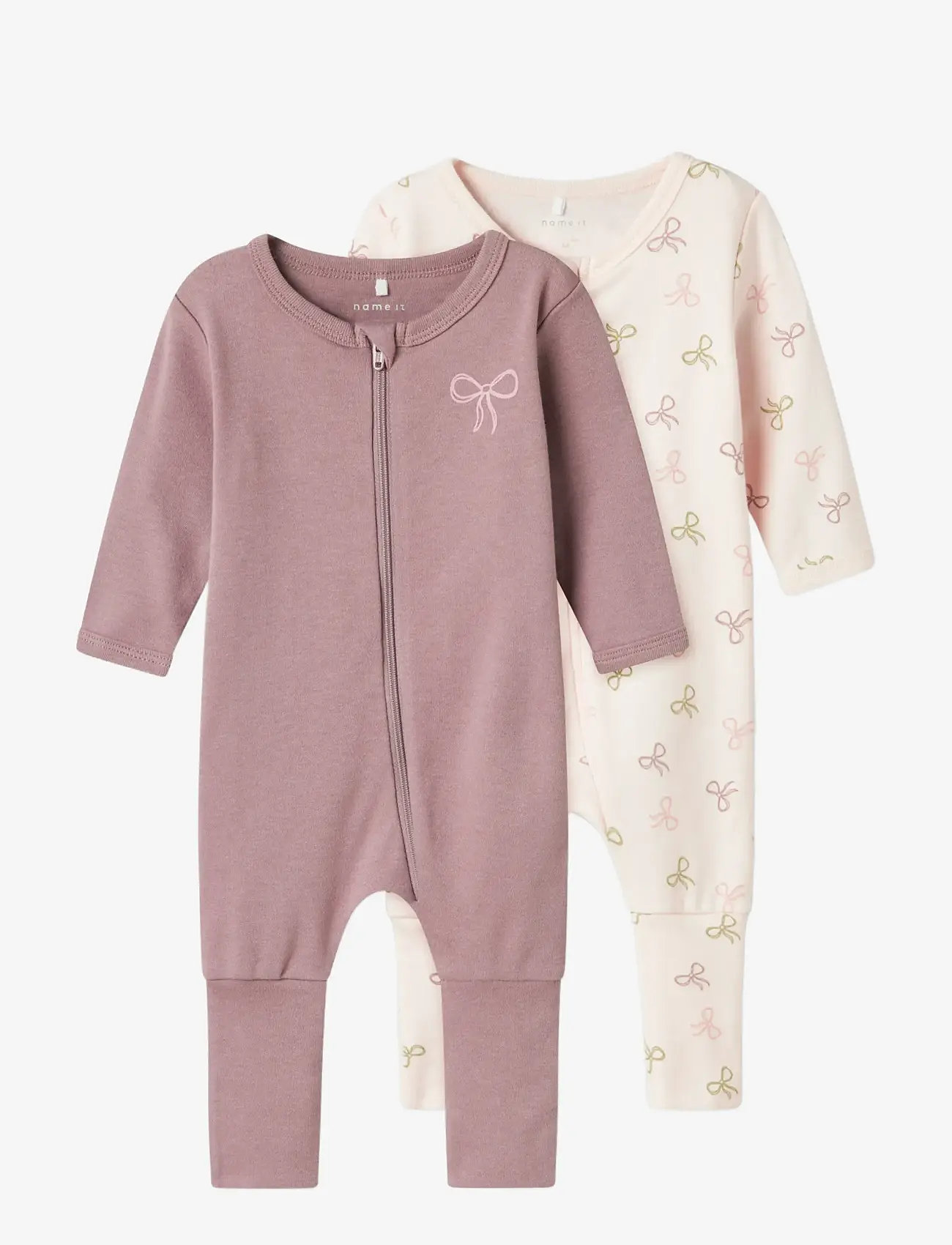 name it - NBFNIGHTSUIT 2P ZIP FF PINK BOW NOOS - sovoveraller - barely pink - 2