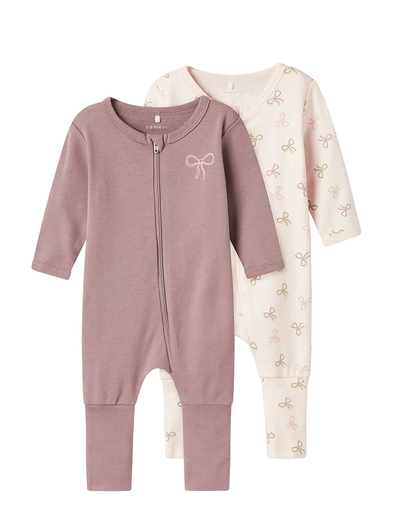 name it - NBFNIGHTSUIT 2P ZIP FF PINK BOW NOOS - sovoveraller - barely pink - 2