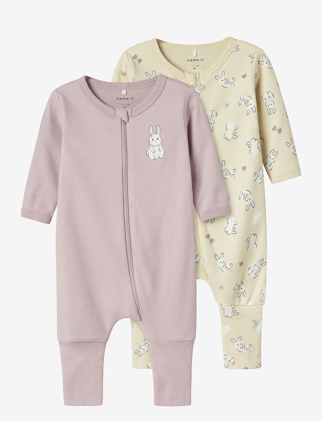 name it - NBFNIGHTSUIT 2P ZIP FF SAND RABBIT NOOS - sovoveraller - summer sand - 0