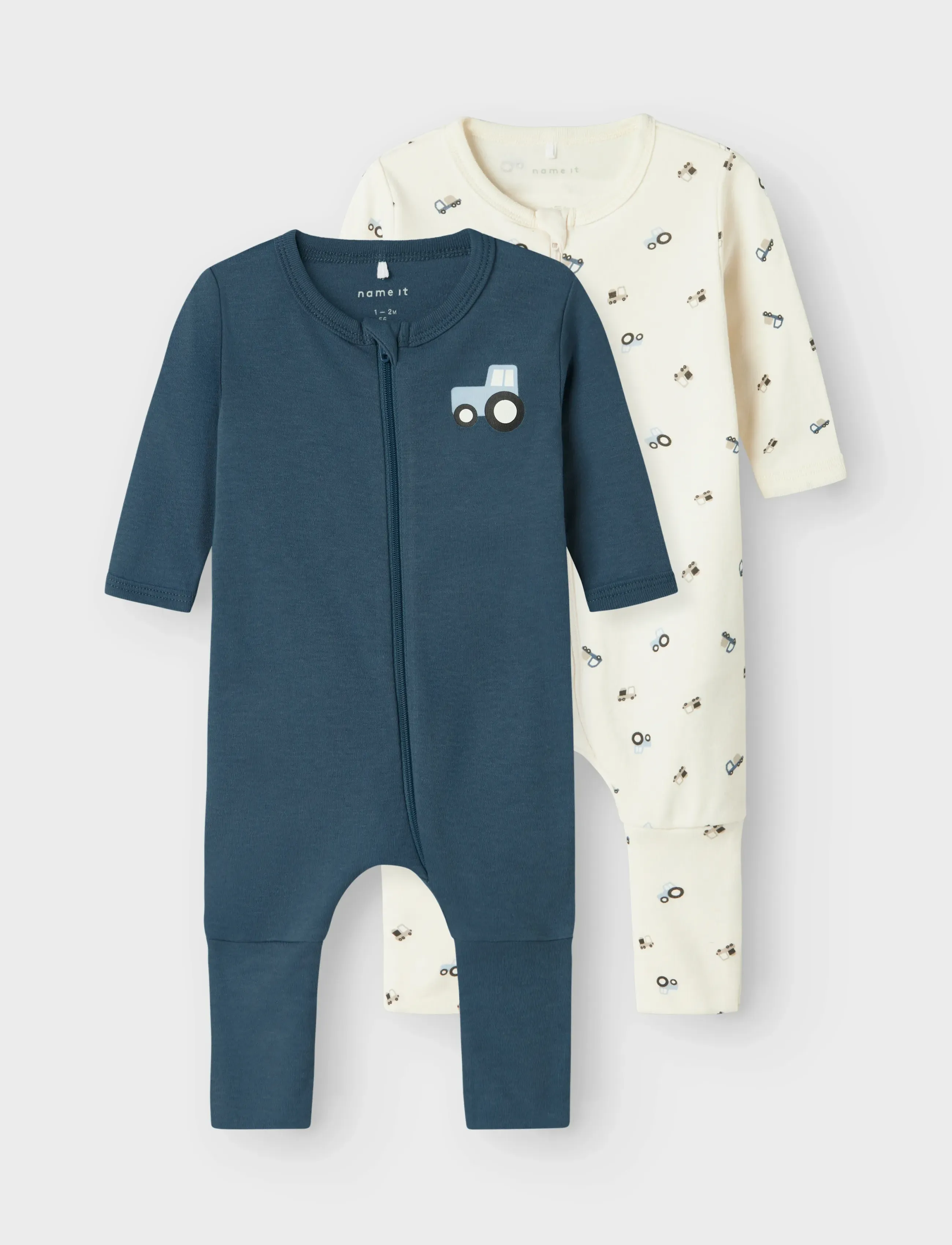 name it Nbmnightsuit 2P Zip Ff Jet Tractor Noos, 62, Pyjamas, Marineblau - Pyjamas Onesie, Kinder