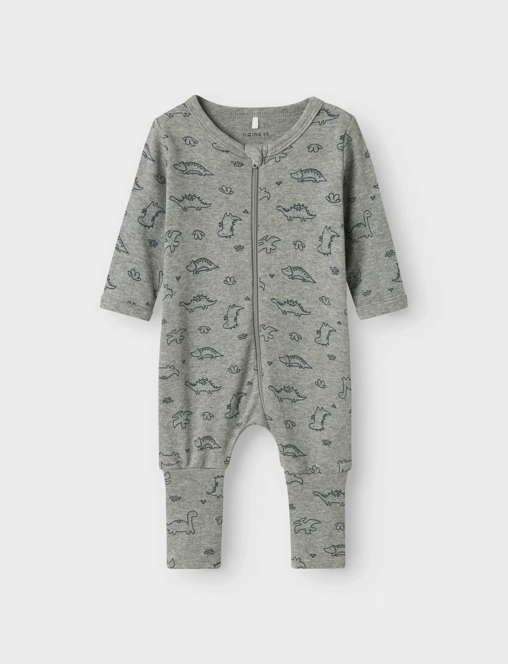 name it - NBMNIGHTSUIT 2P ZIP FF GREY DINO NOOS - sovoveraller - grey melange - 3