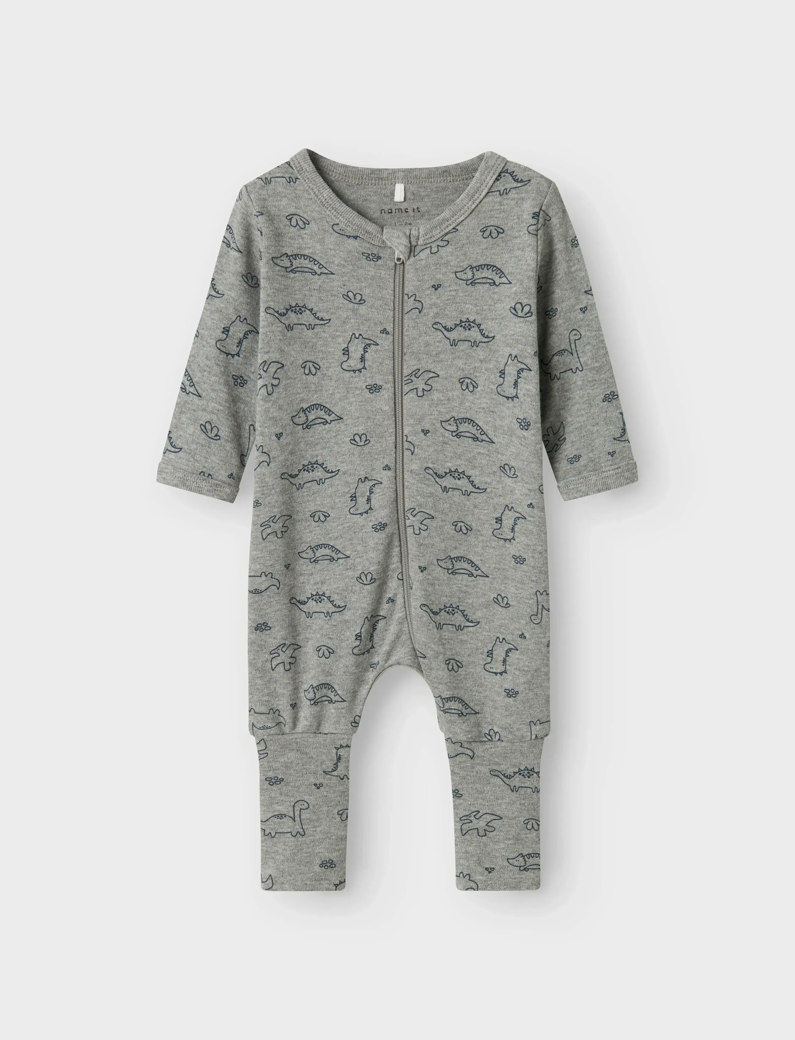 name it - NBMNIGHTSUIT 2P ZIP FF GREY DINO NOOS - apģērbs gulēšanai - grey melange - 3