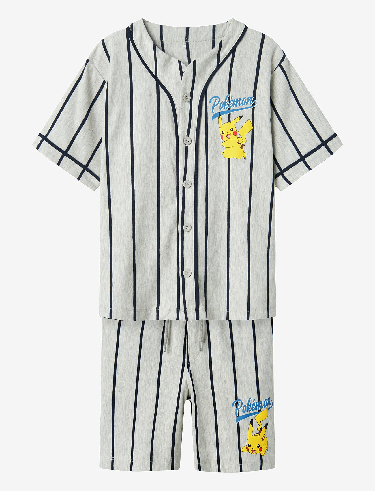 name it - NKMMASKA POKEMON NREG SHORTSSET SKY - sets mit kurzärmeligem t-shirt - light grey melange - 0