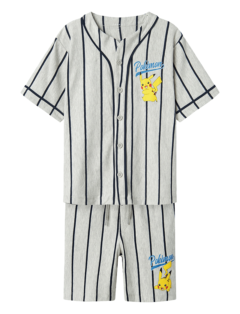 name it - NKMMASKA POKEMON NREG SHORTSSET SKY - sets mit kurzärmeligem t-shirt - light grey melange - 0