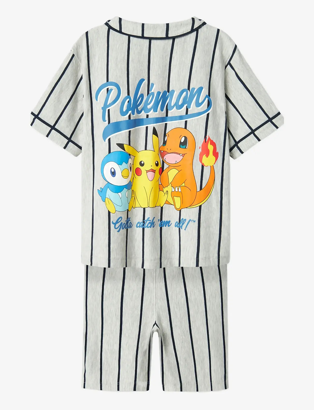 name it - NKMMASKA POKEMON NREG SHORTSSET SKY - sets mit kurzärmeligem t-shirt - light grey melange - 1