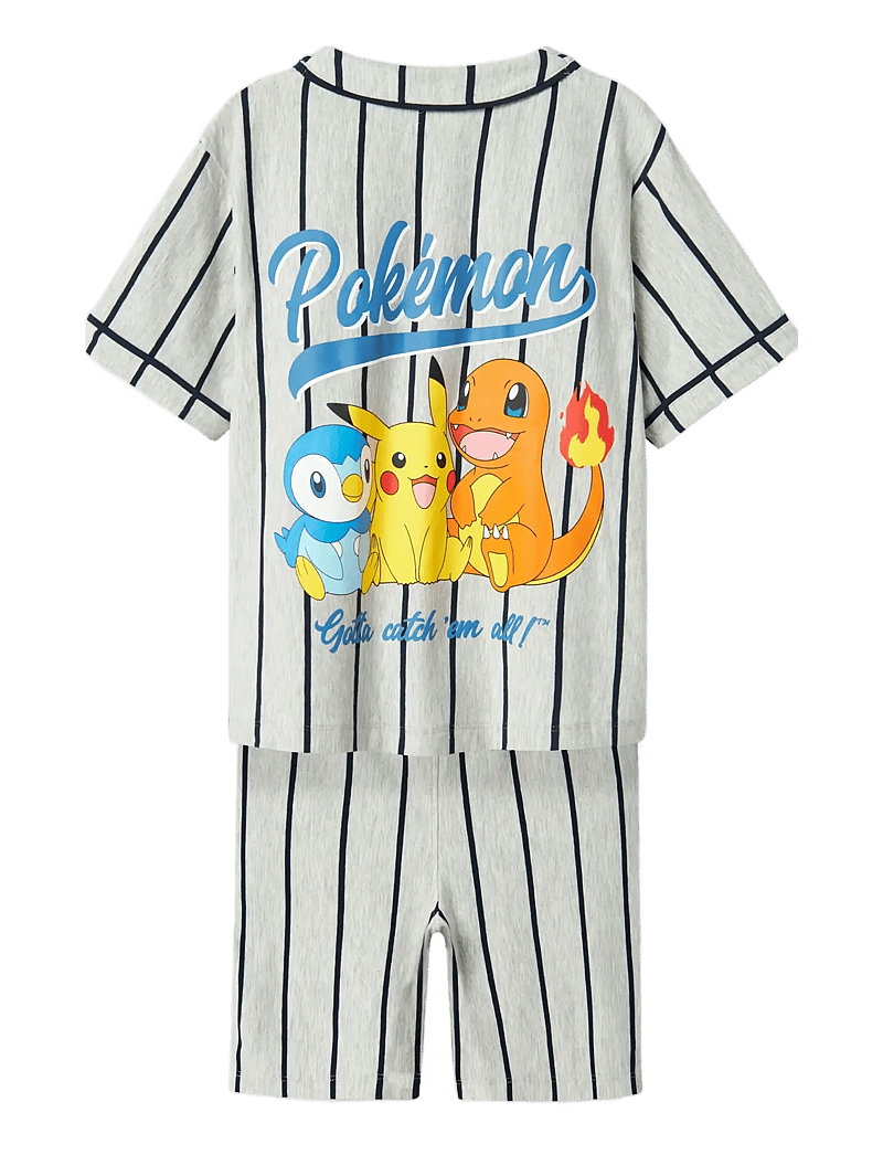 name it - NKMMASKA POKEMON NREG SHORTSSET SKY - sets mit kurzärmeligem t-shirt - light grey melange - 1