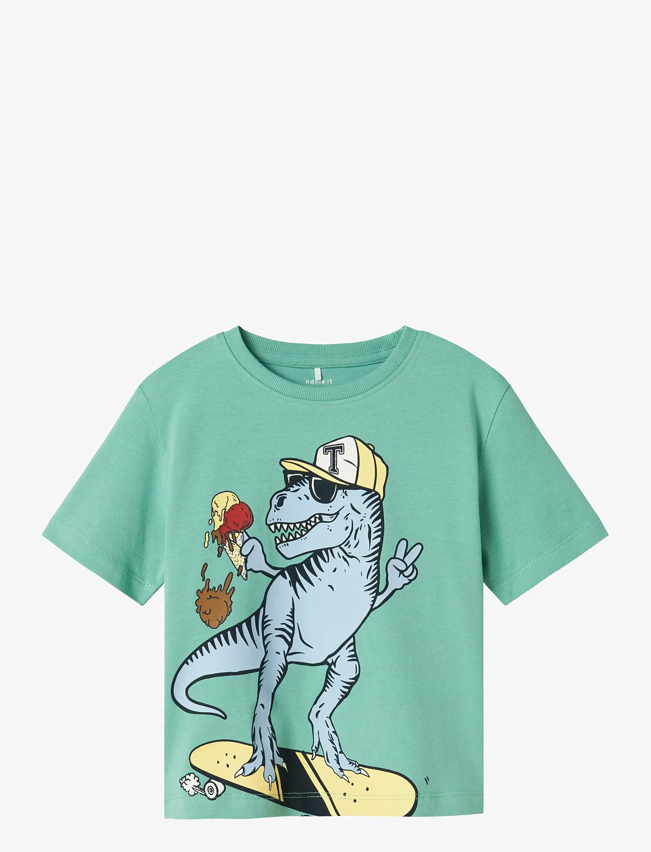 name it - NMMDINO NREG SS TOP BOX - kortærmede t-shirts - creme de menthe - 1