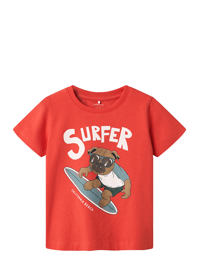 name it - NMMFROLLE SS TOP BOX - lyhythihaiset t-paidat - paprika - 0