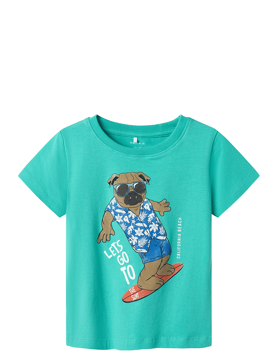 name it - NMMFROLLE SS TOP BOX - kurzärmelige - turquoise - 0