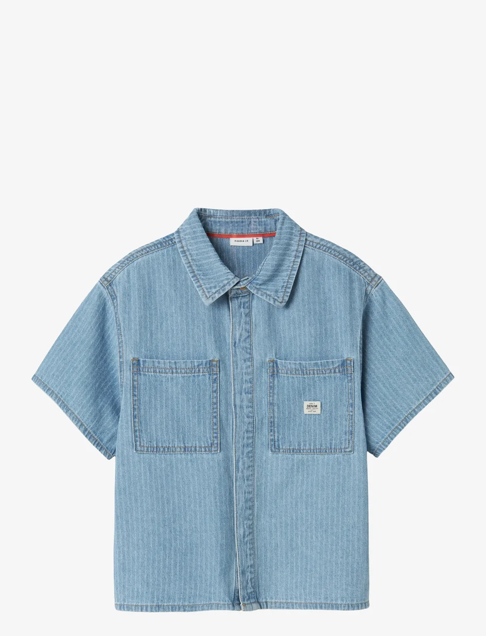name it - NKMFELIX SS DNM SHIRT 3950-KY H - kortärmade skjortor - light blue denim - 0