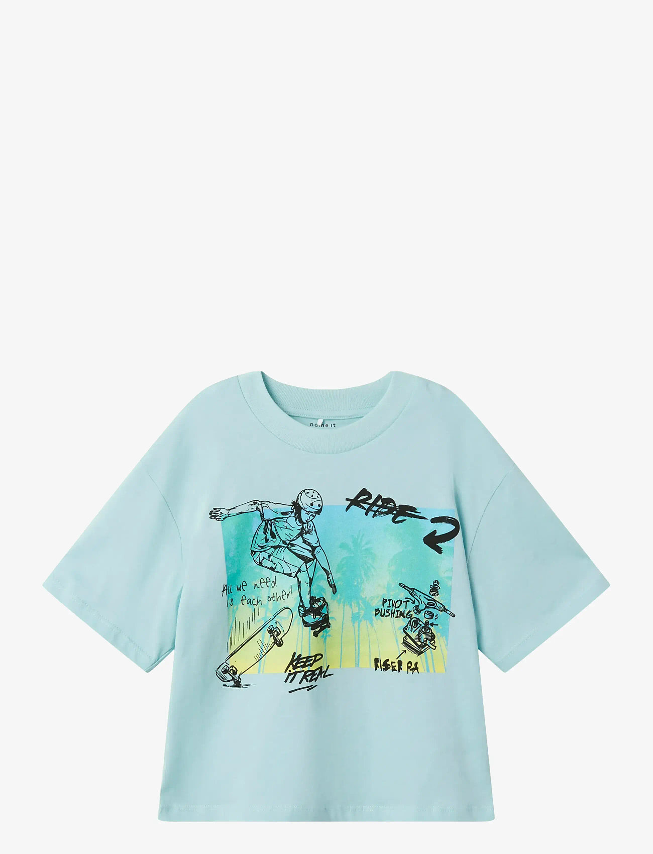 name it - NMMJOPO RLX SS TOP - kortærmede t-shirts - canal blue - 1