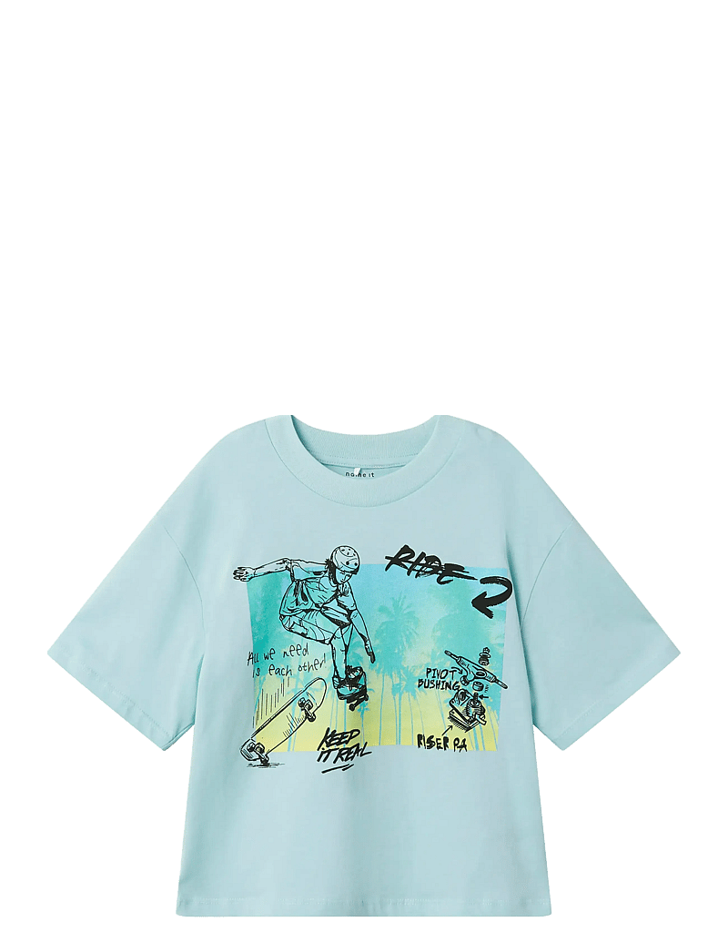 name it - NMMJOPO RLX SS TOP - kortærmede t-shirts - canal blue - 1