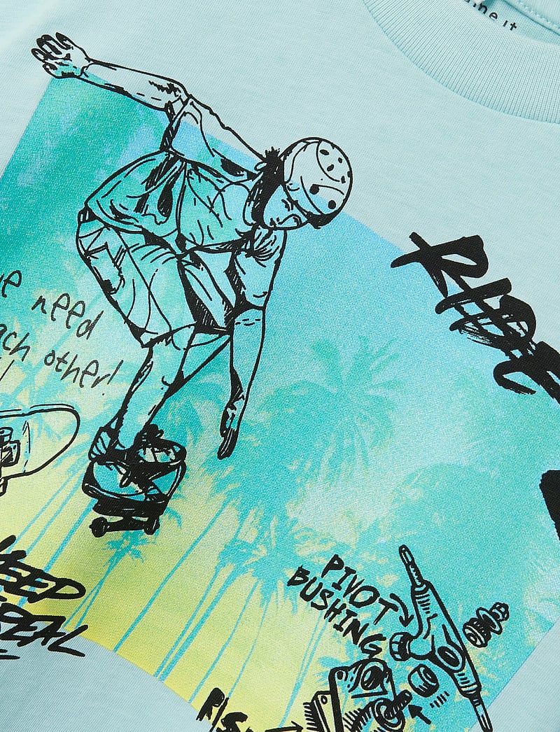 name it - NMMJOPO RLX SS TOP - kortærmede t-shirts - canal blue - 0