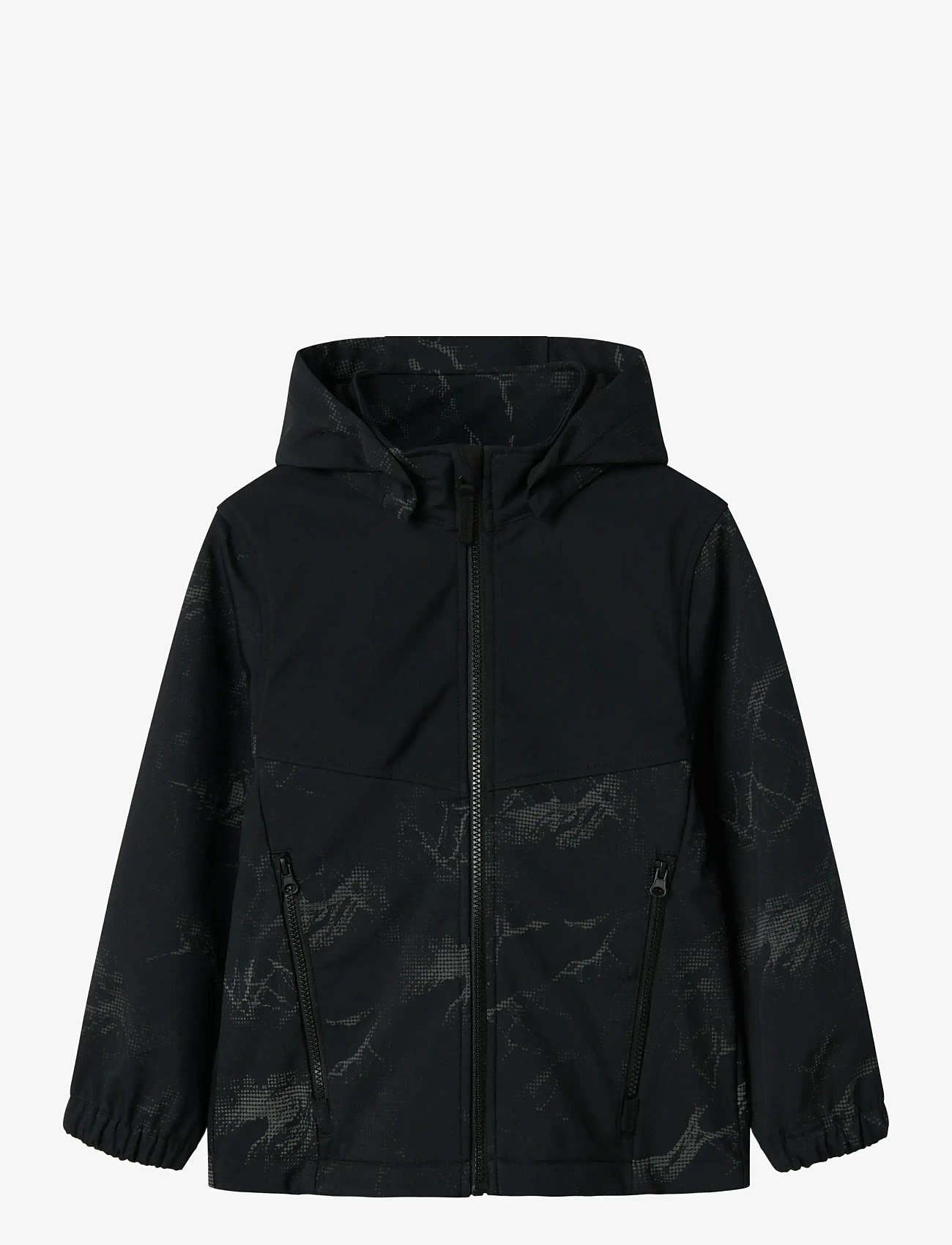 name it - NKMALFA08 SOFTSHELL JACKET REF AOP FO - fall jackets - black - 0