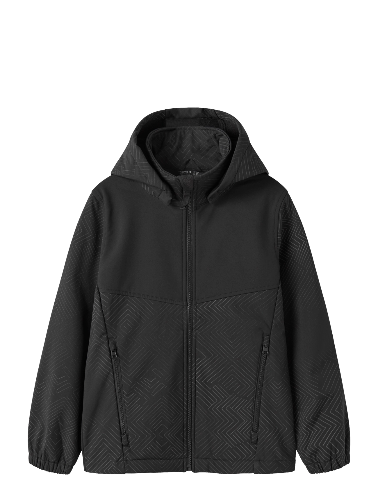 name it Nkmalfa08 Softshell Jacket Ref Aop Fo, 122, Softshells, Schwarz - Jackets, Kinder