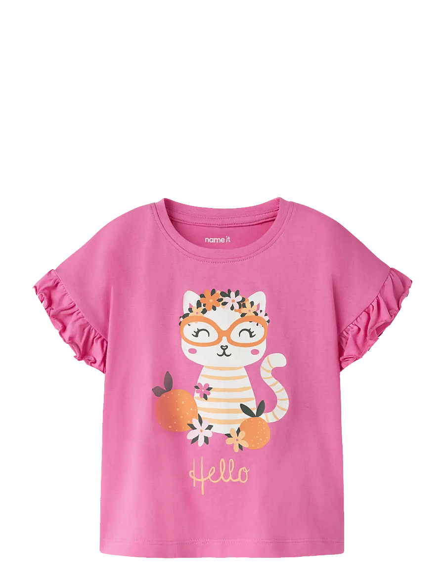 name it - NMFVILENA SS RLX TOP - kurzärmelige - strawberry moon - 0