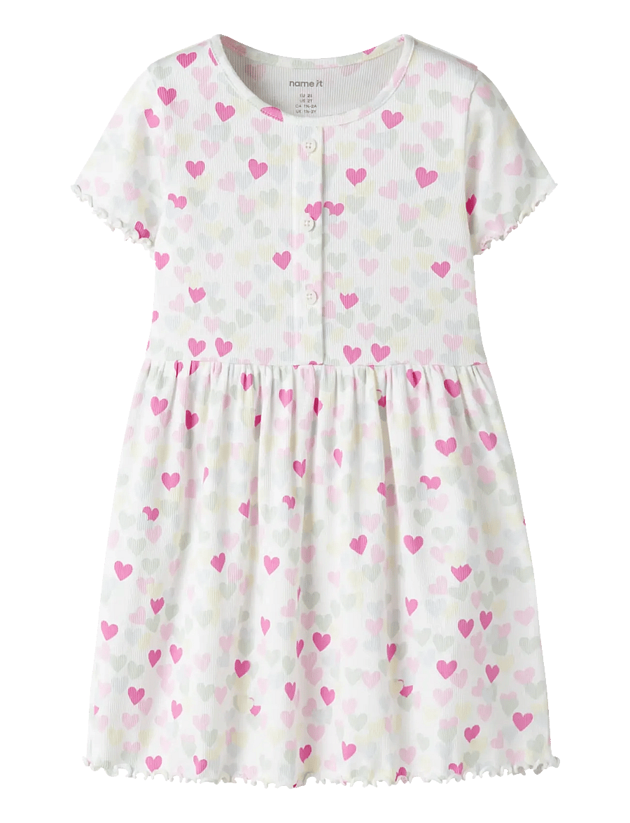 name it - NMFVEMIA SS DRESS - kurzärmelige freizeitkleider - cloud dancer - 0