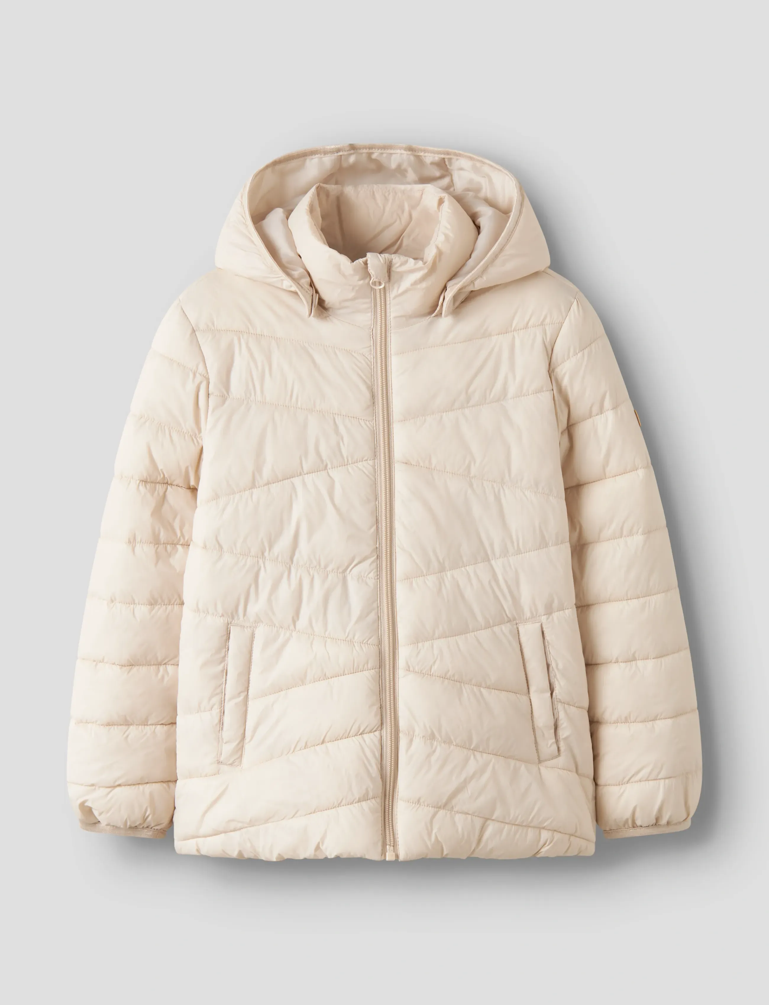 name it Nkfmarble Jacket Pb, Børn, Vatteret Hættejakke, Cream, Str: 122