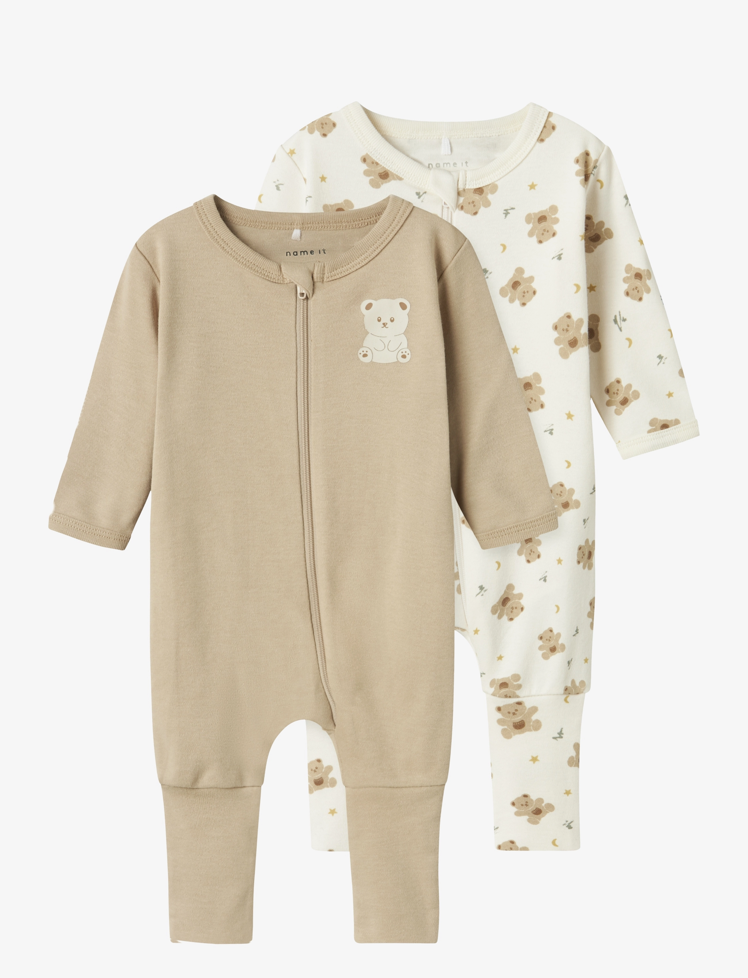 name it NBNNIGHTSUIT 2P ZIP FF JET BEAR NOOS - 4 for 3 - JET STREAM / beige