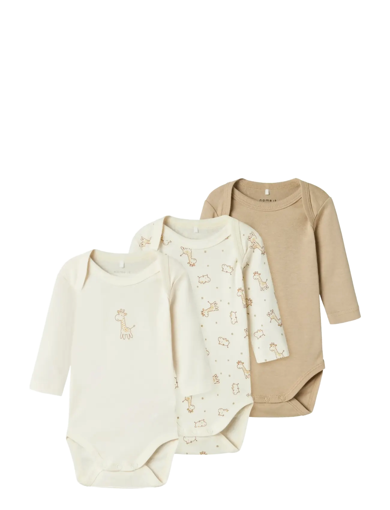 name it NBNBODY 3P LS JET STREAM GIRAFFE NOOS - Bodyer i multipack - JET STREAM / cream