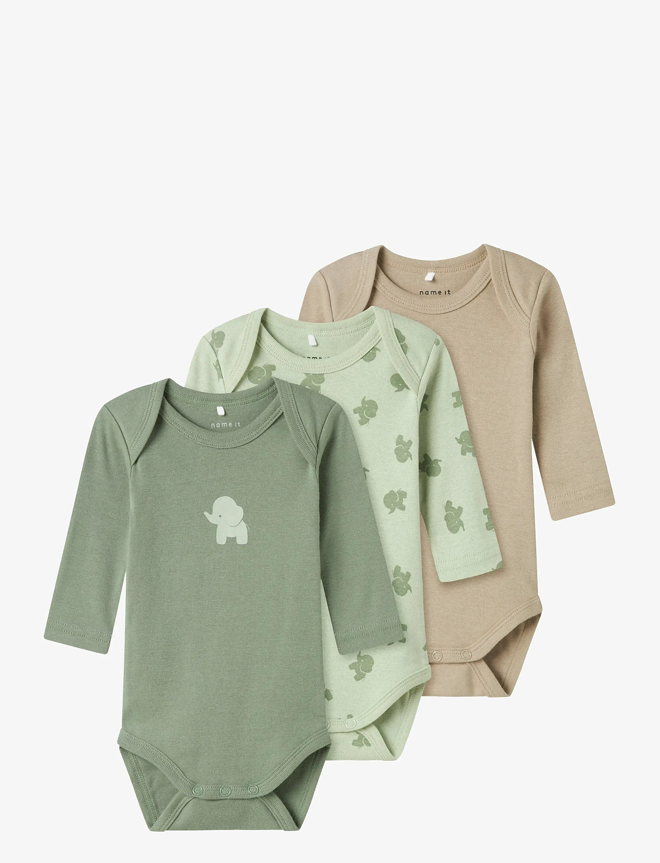 name it - NBMBODY 3P LS SEA FOAM ELEPHANT NOOS - multipack bodies - sea foam - 1