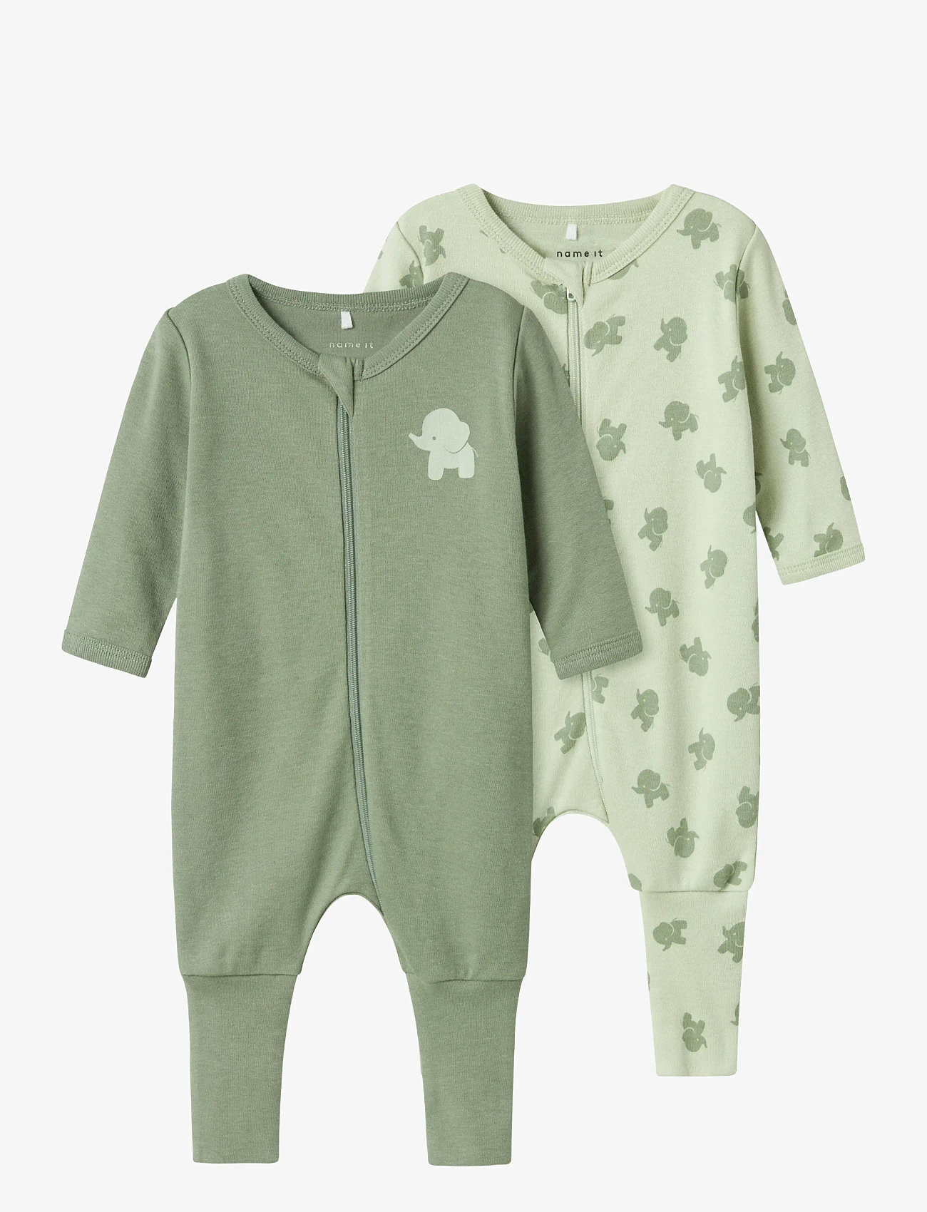 name it - NBMNIGHTSUIT 2P ZIP FF SEA ELEPHANT NOOS - magamiskombinesoonid - sea foam - 1