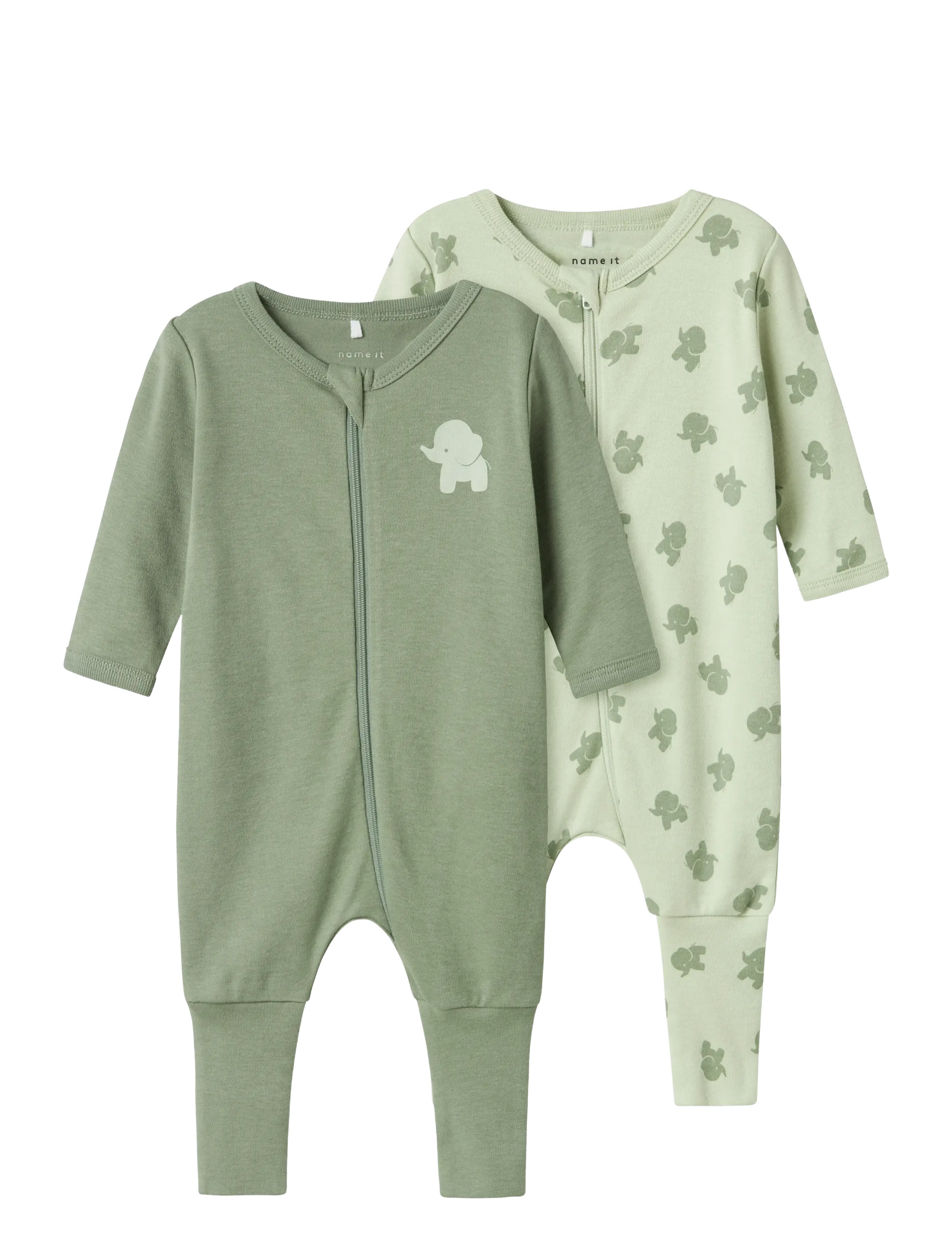 name it NBMNIGHTSUIT 2P ZIP FF SEA ELEPHANT NOOS - Vis alt - SEA FOAM / green
