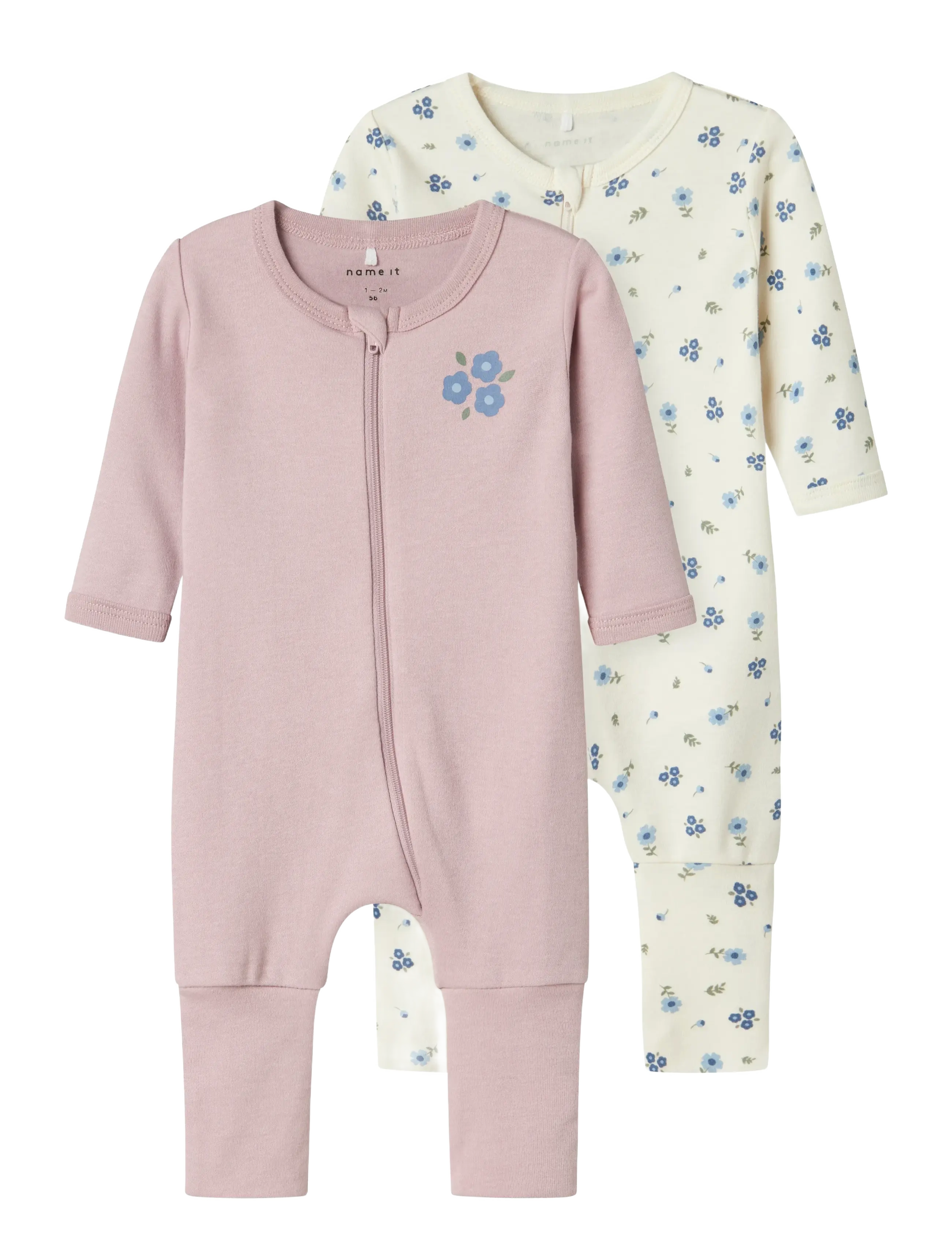 NAME IT Nbfnightsuit 2P Zip Ff Jet Flower Noos Pink - 104 - Kinder