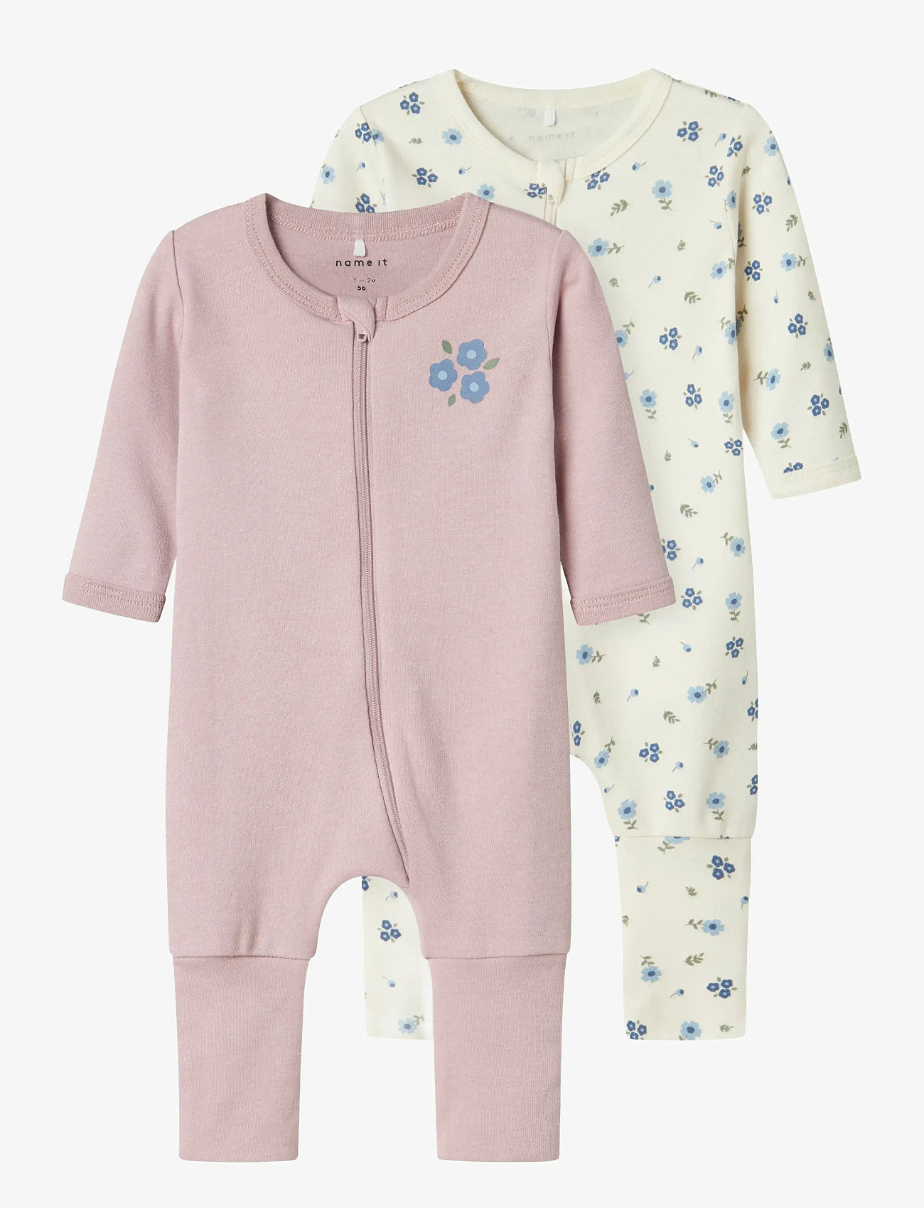 name it - NBFNIGHTSUIT 2P ZIP FF JET FLOWER NOOS - natdragter - jet stream - 1