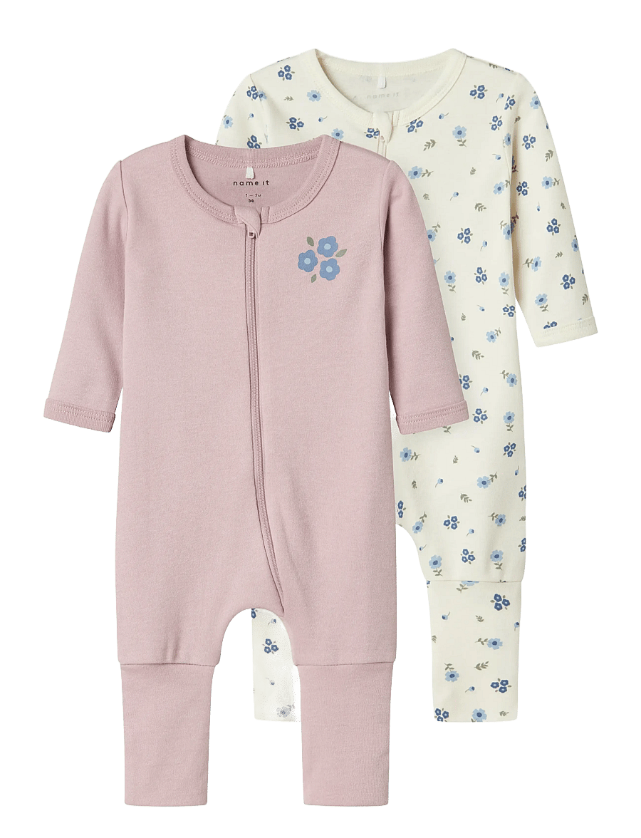 name it - NBFNIGHTSUIT 2P ZIP FF JET FLOWER NOOS - magamiskombinesoonid - jet stream - 1