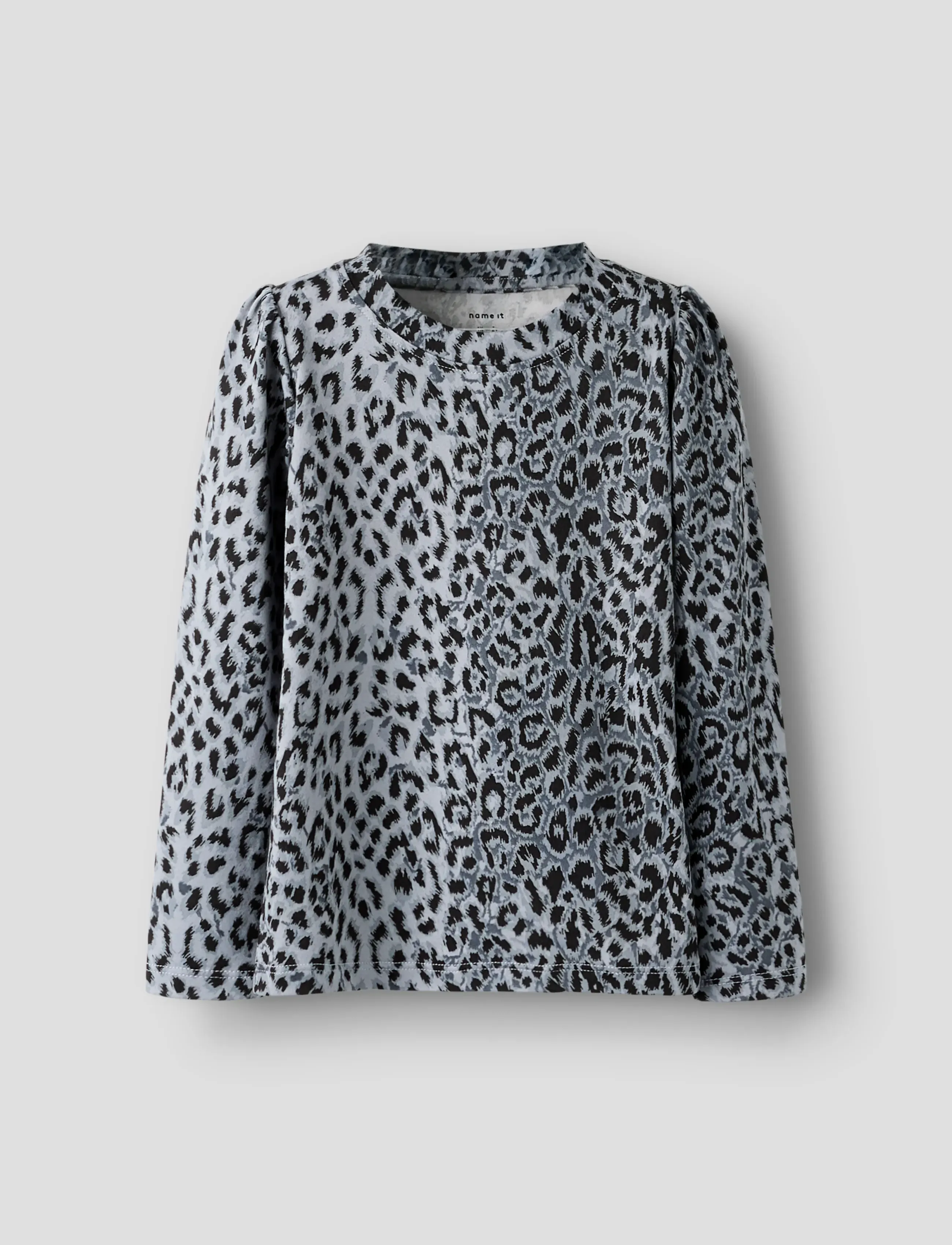 name it Nmfnuni Ls Top, Børn, Leopard Print Sweatshirt, Grå, Str: 86