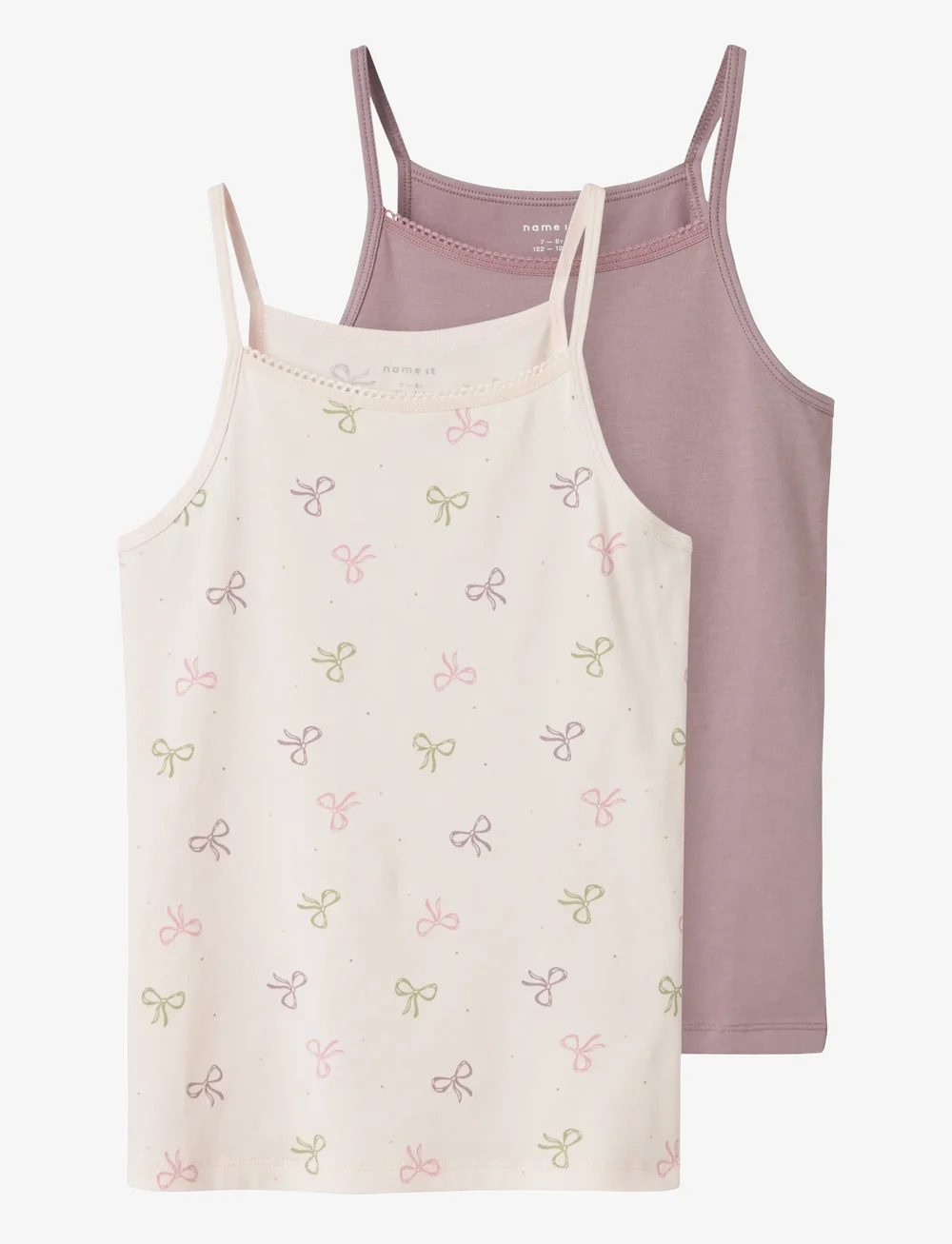 name it - NKFSTRAP TOP 2P BARELY PINK BOW NOOS - linnen - barely pink - 1