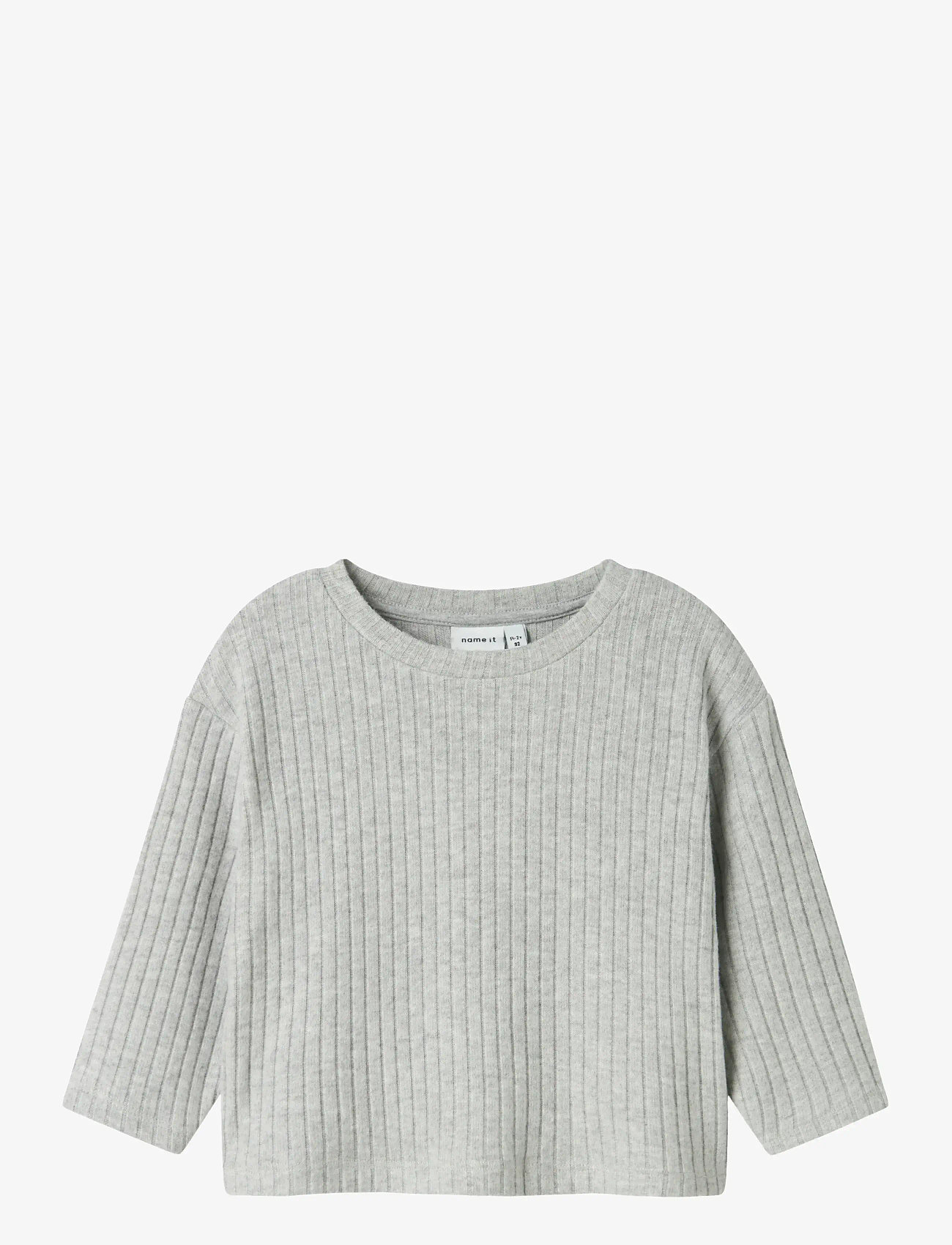 name it - NMFRIKKA LS RLX TOP - langærmede t-shirts - grey melange - 0