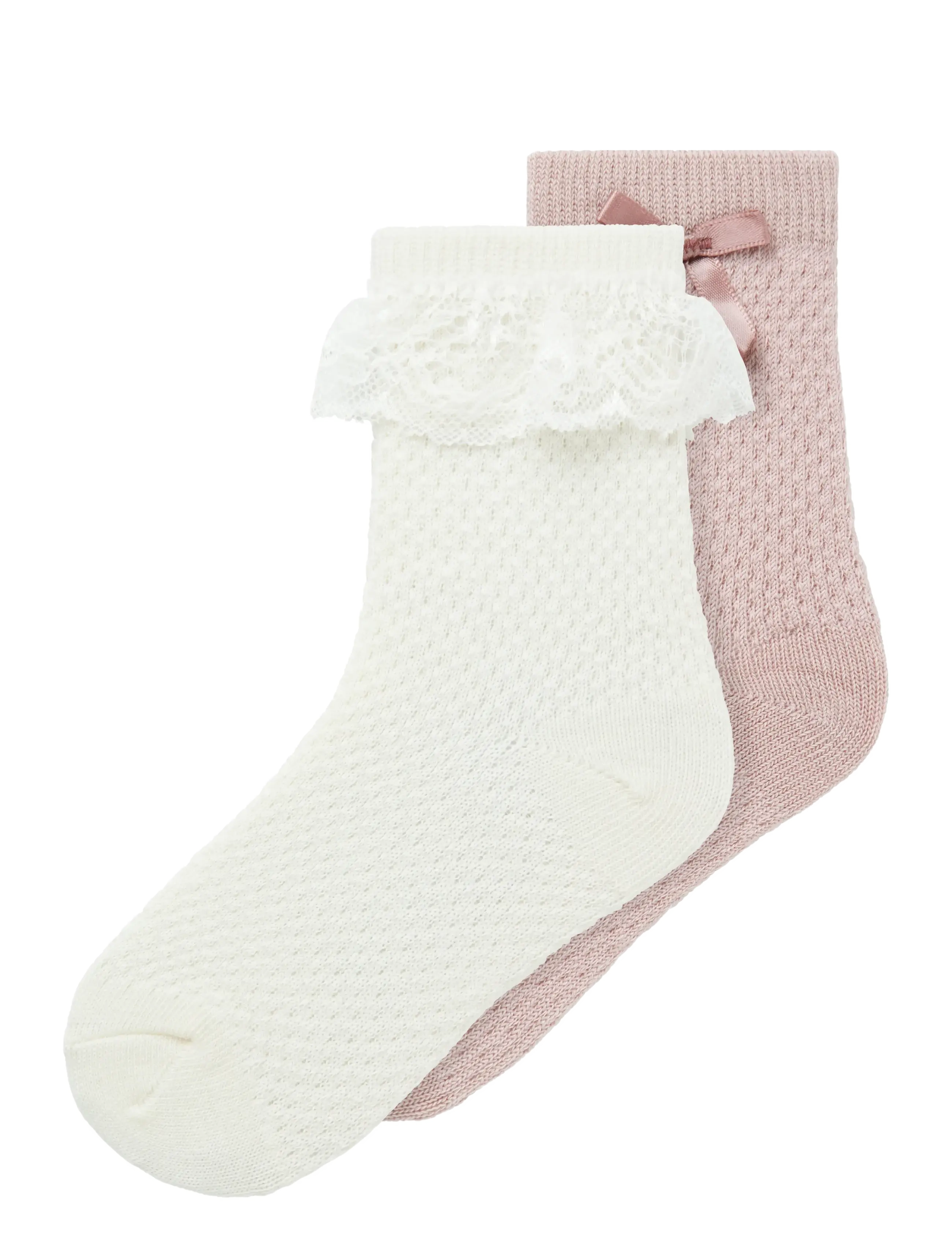 name it NMFWAKMA WO/BL STRUCTURE 2P SOCK - Strumpor & Tights - SNOW WHITE / cream