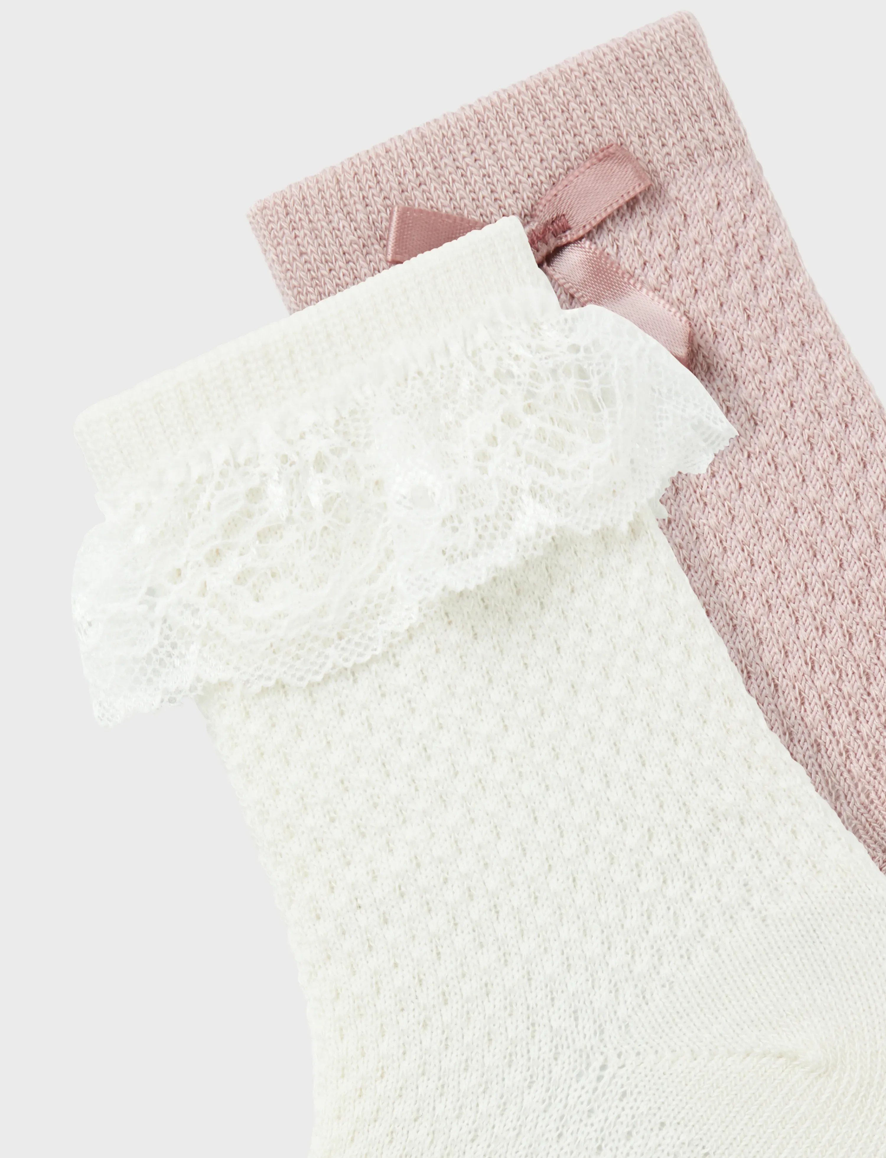 name it - NMFWAKMA WO/BL STRUCTURE 2P SOCK - strumpor & tights - snow white - 2