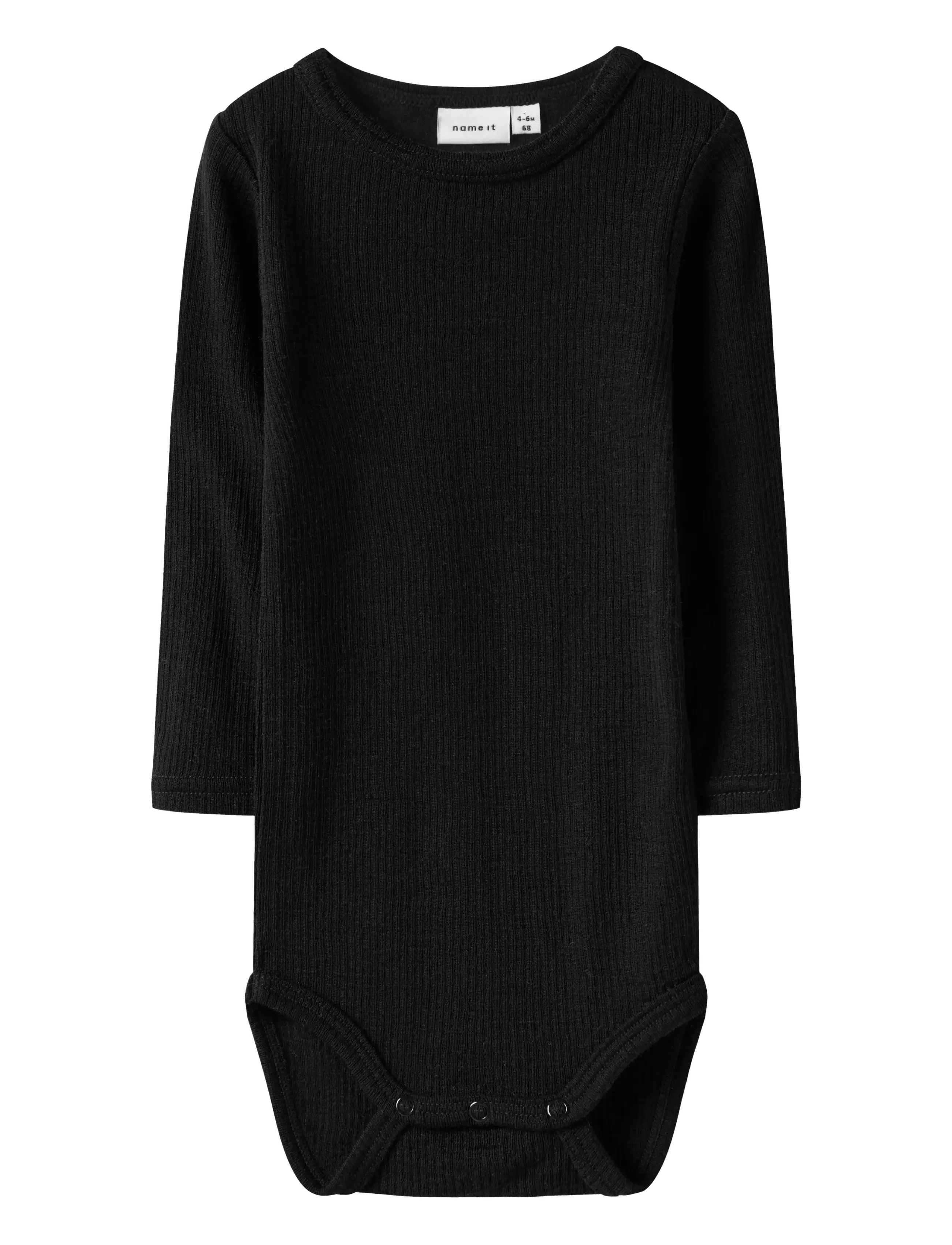name it NBNWAX WOOL RIB LS BODY NOOS - Uldundertøj baby - BLACK / black