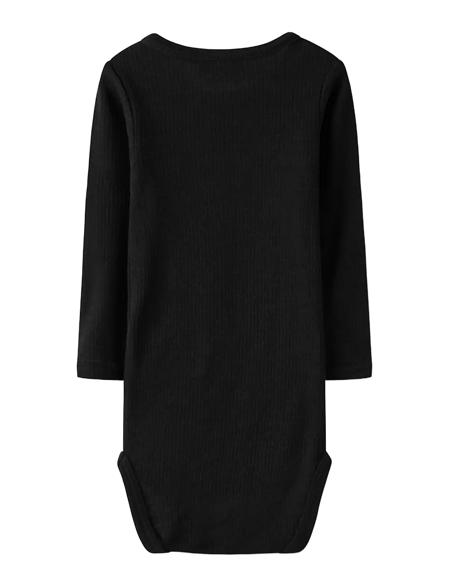 name it - NBNWAX WOOL RIB LS BODY NOOS - underställ baby - black - 2