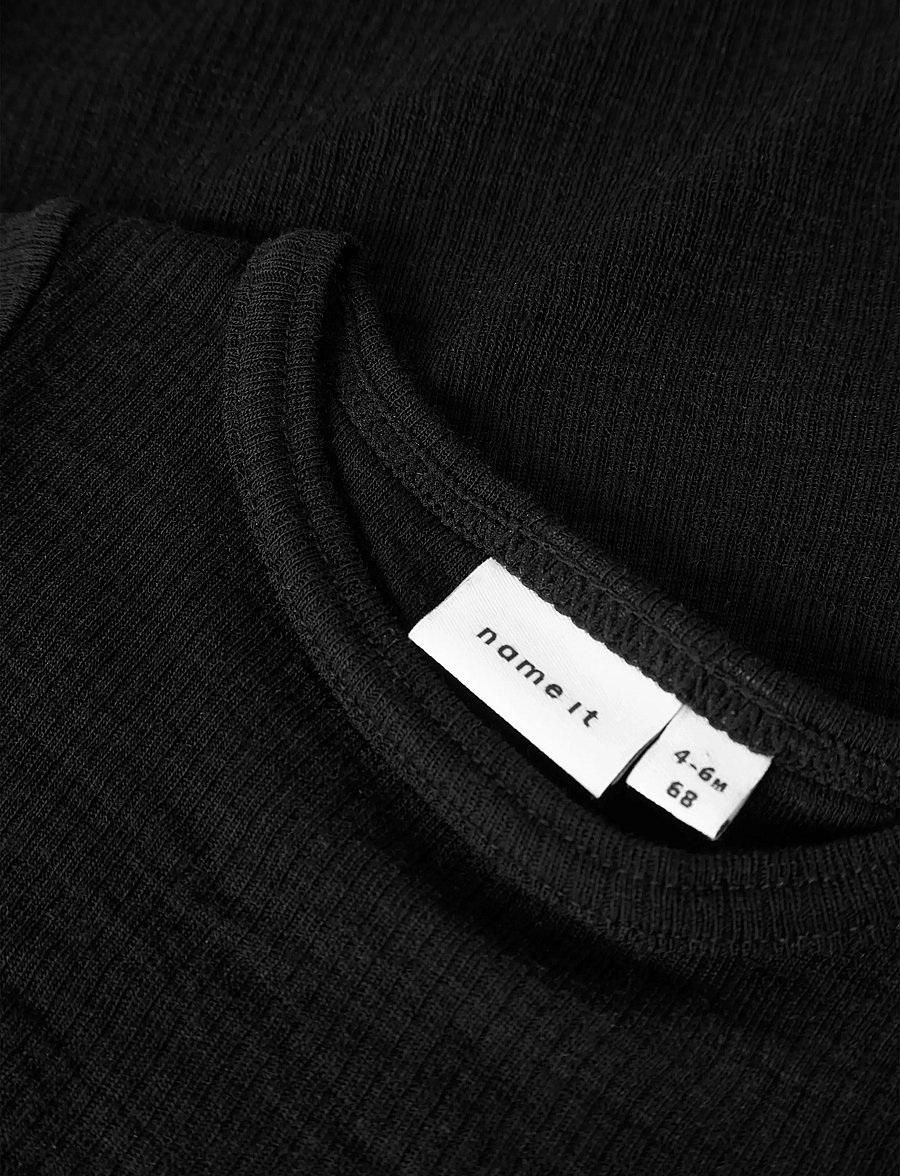 name it - NBNWAX WOOL RIB LS BODY NOOS - underställ baby - black - 3