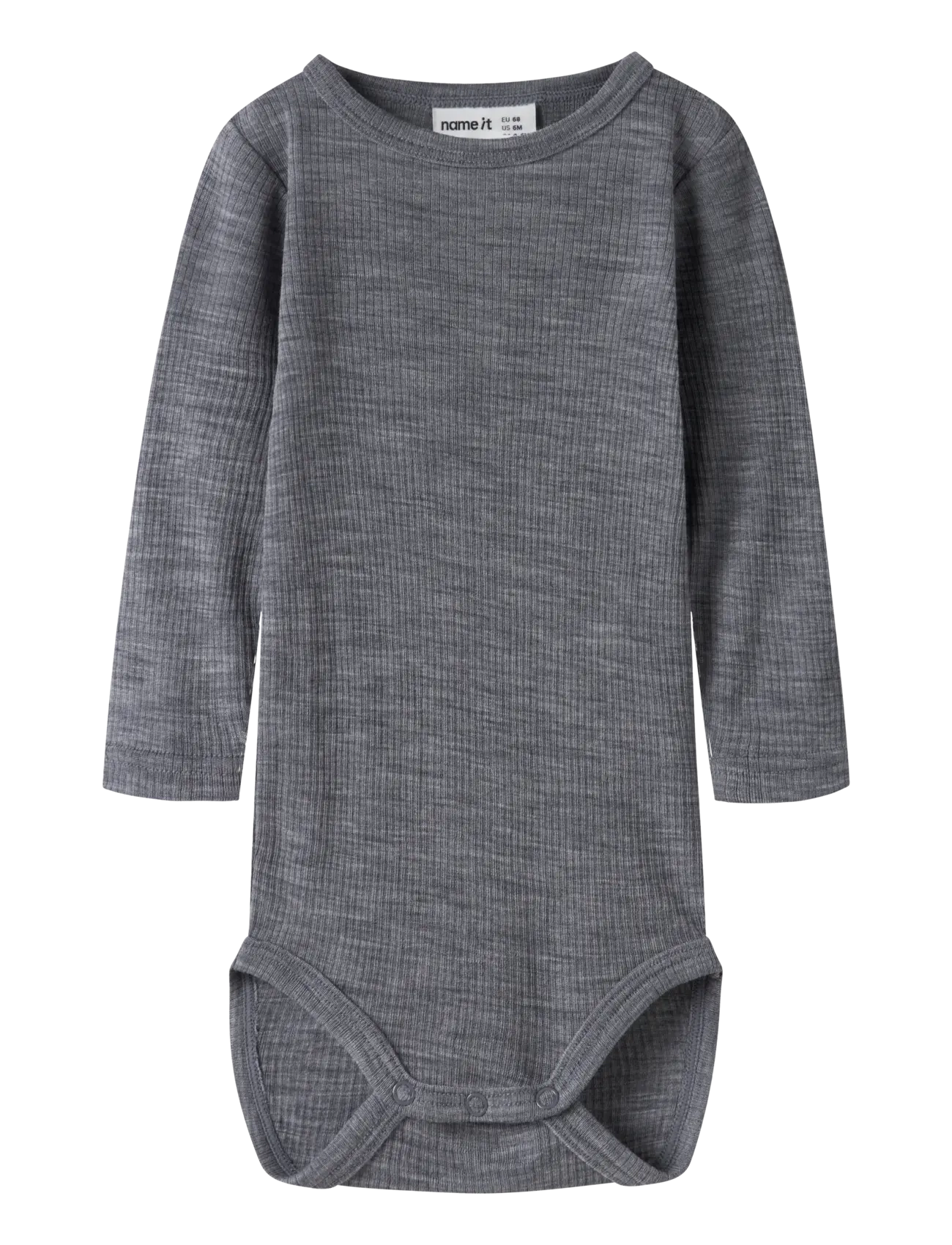 name it - NBNWAX WOOL RIB LS BODY NOOS - beebi alusriided - folkstone gray - 0