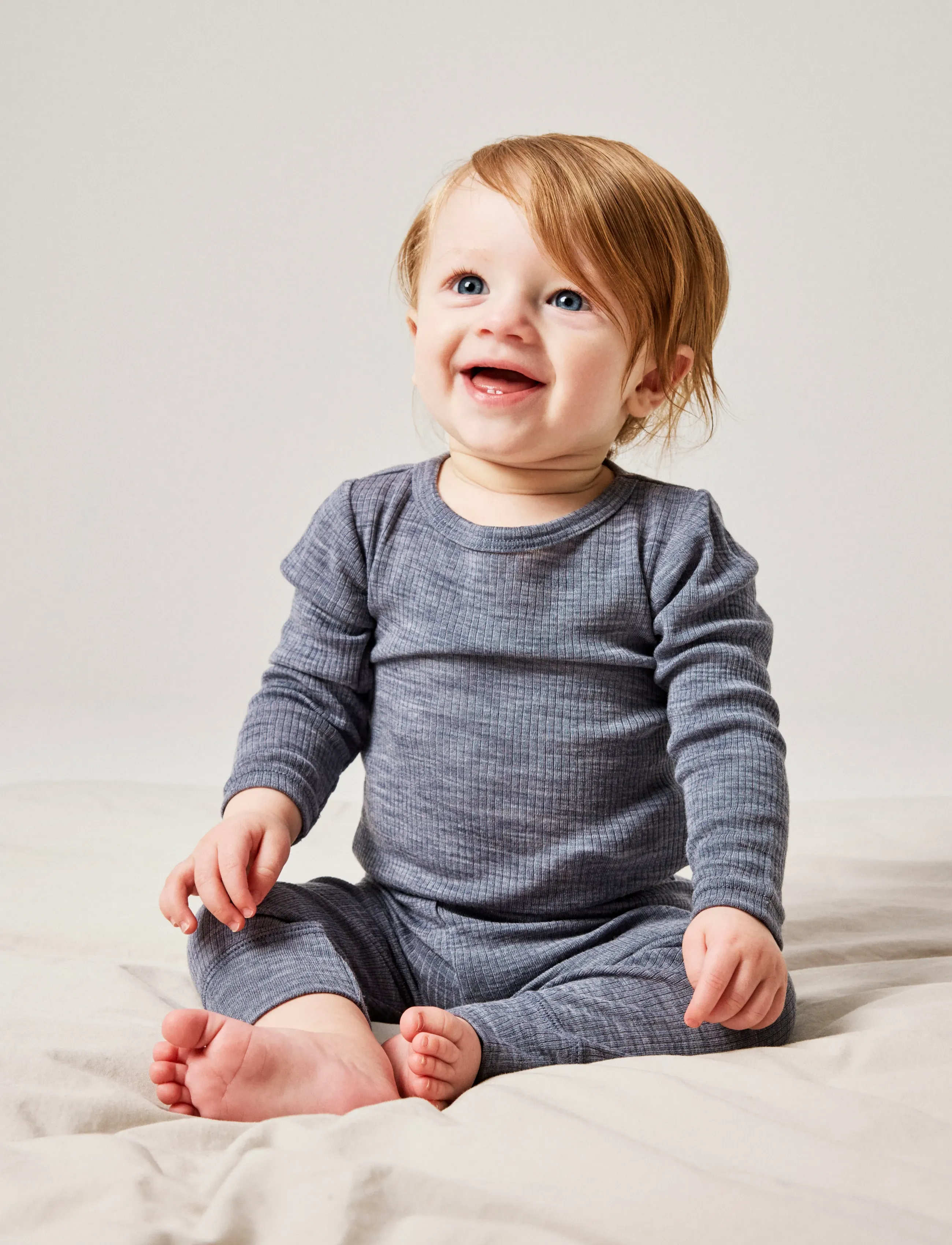 name it - NBNWAX WOOL RIB LS BODY NOOS - base layer baby - folkstone gray - 2